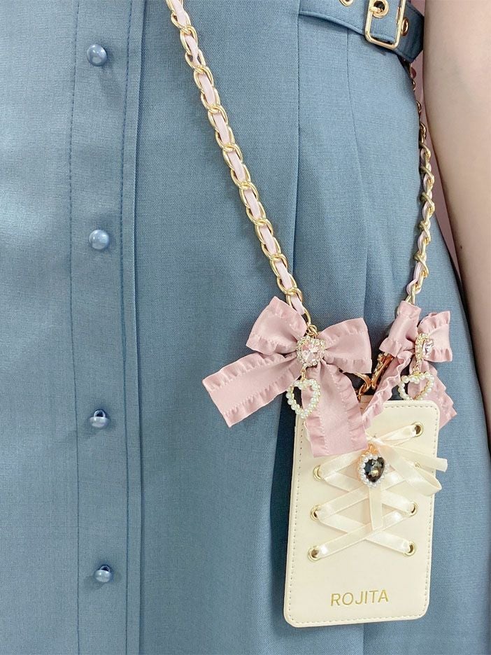 フリルリボン付きマルチチェーンストラップ | Rlab store