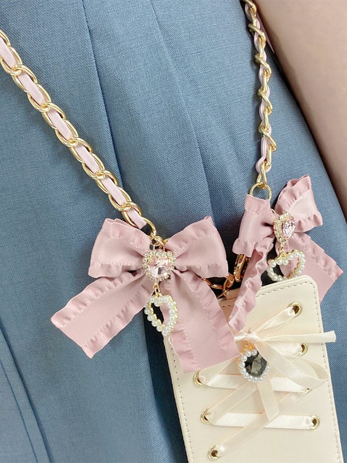 フリルリボン付きマルチチェーンストラップ | Rlab store