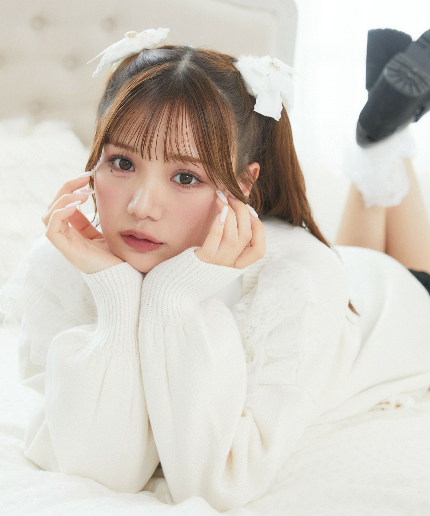 未使用リボンファービジュブローチ付き フリルリボン付きファーシュシュSET | Rlab store