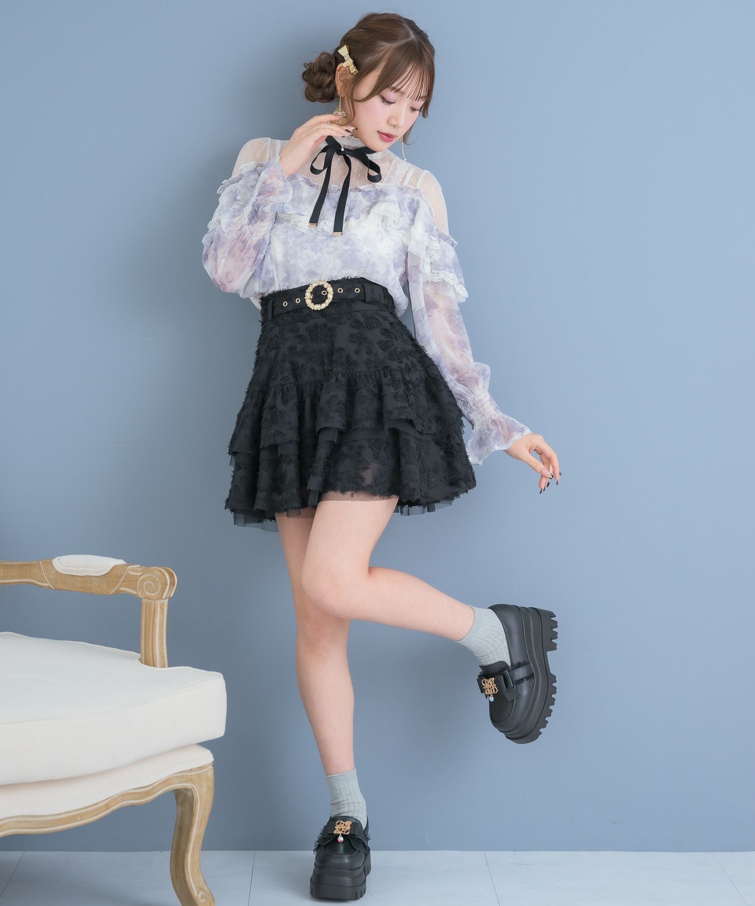 モノグラムリボン厚底ローファー | Rlab store