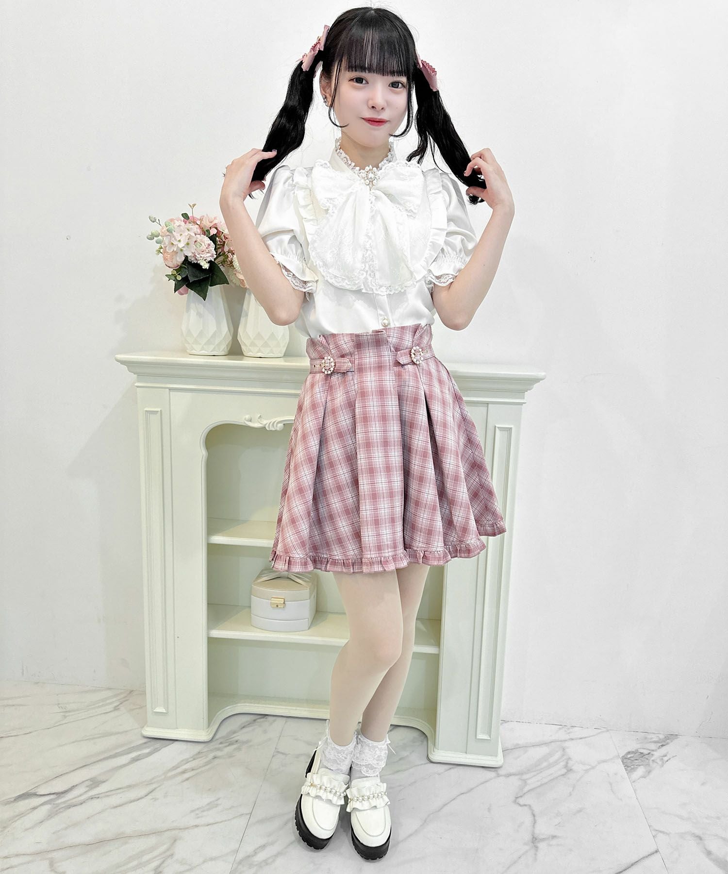 パールバックルタッキングフレアスカート | Rlab store