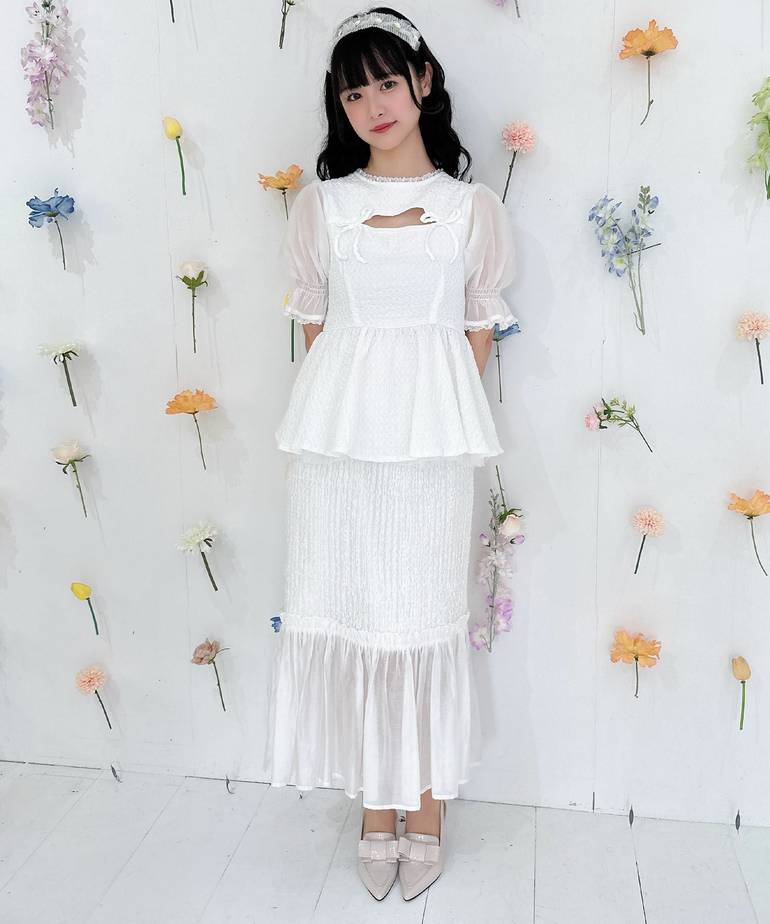 【タグ付着画】リボンペプラムトップス WEB限定】リボンペプラムトップス／ウォッシャブル（Tシャツ