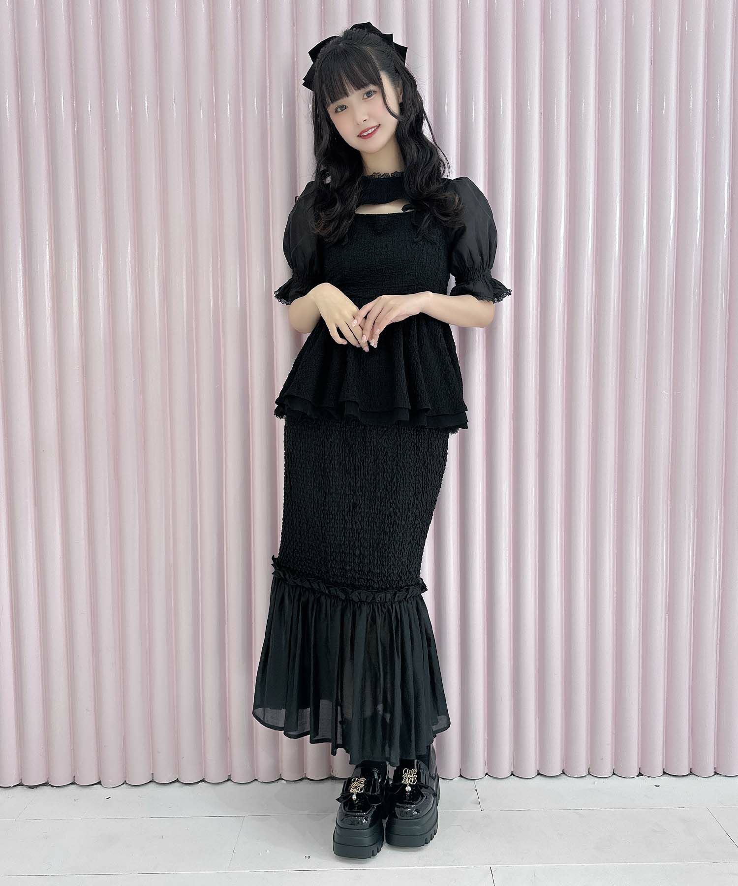 オープンリボンペプラムトップス | Rlab store