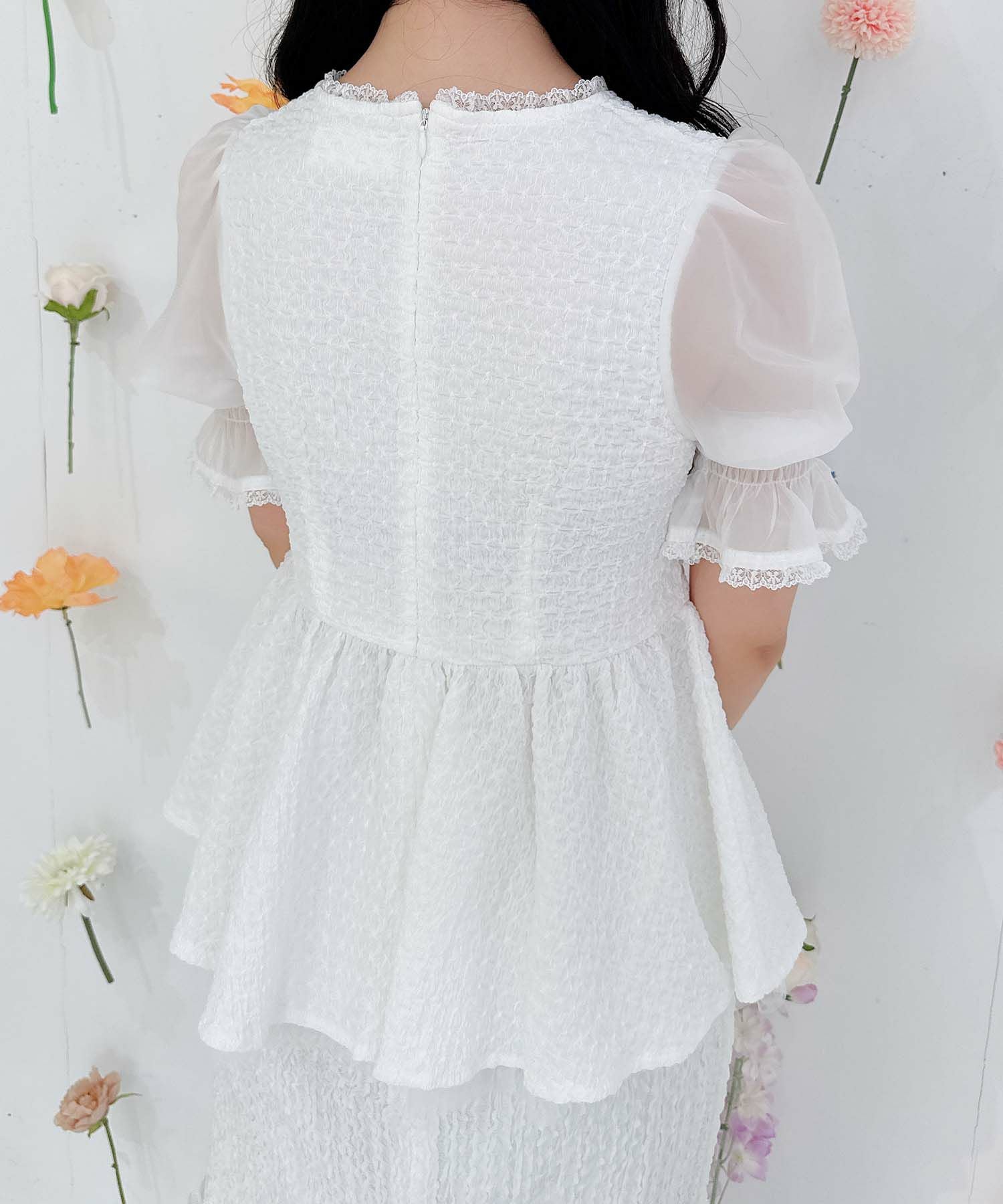 cherryオーダーページ オープンリボンペプラムトップス | Rlab store