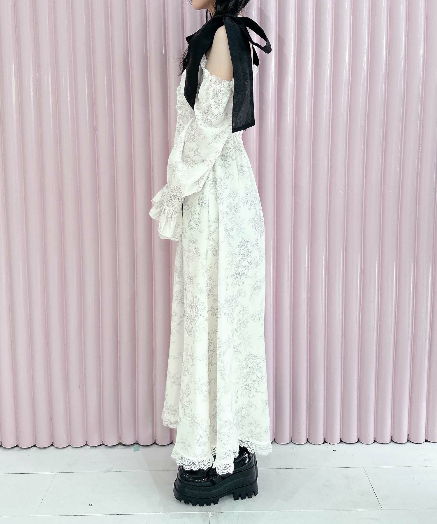 肩リボン花柄ロングワンピース | Rlab store