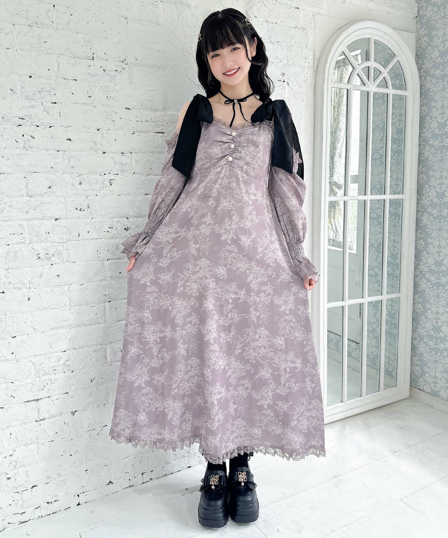 美品✨ラルフローレン　花柄ロングワンピース　ティアード　ウエストリボン　肩フリル 肩リボン花柄ロングワンピース | Rlab store