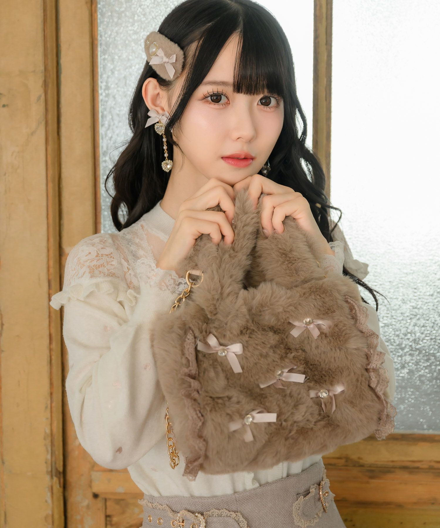 リボン付ふわふわファーバック | Rlab store