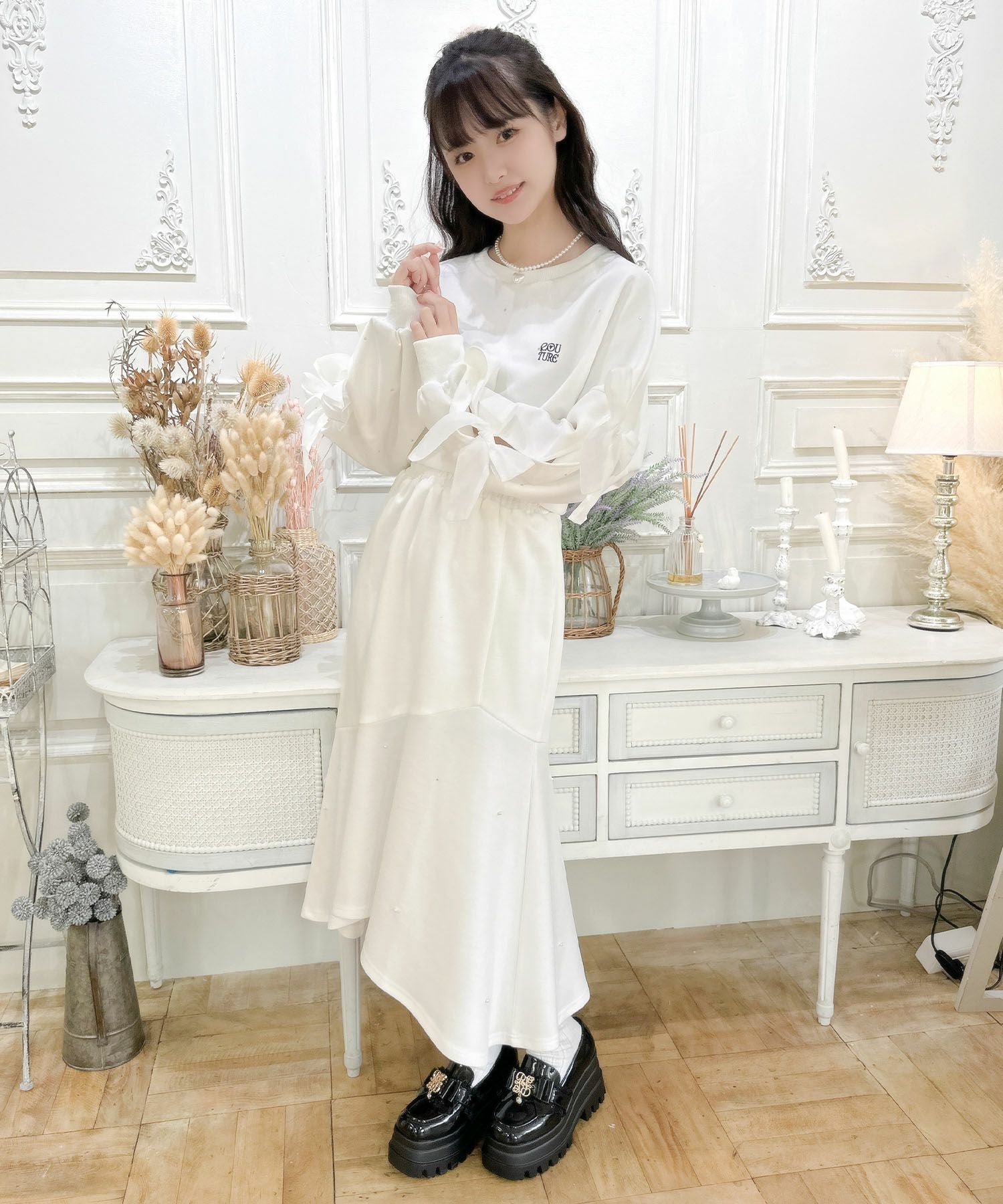 パール付きマーメイドスウェットスカート | Rlab store