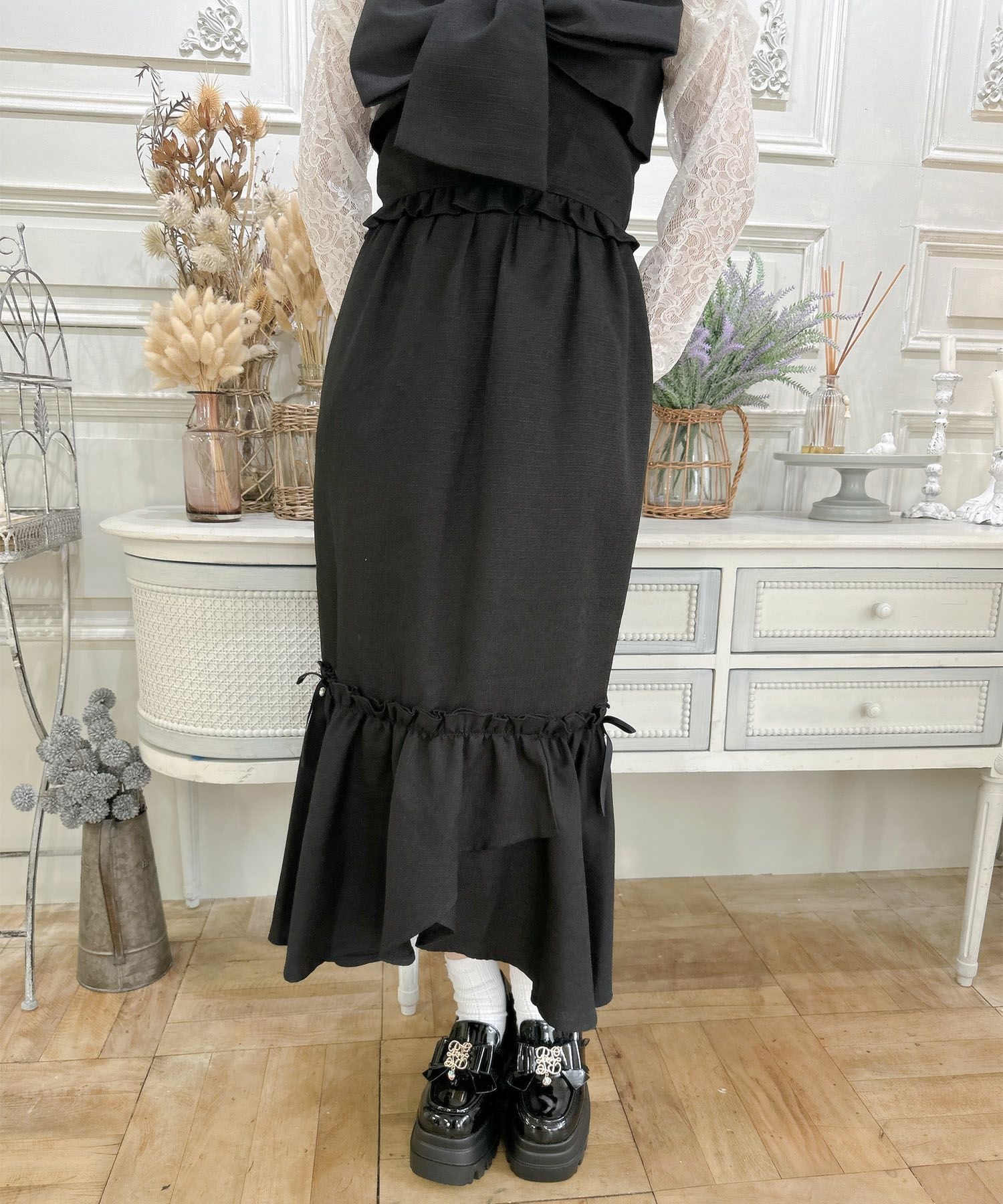 サイドリボン付きツイードマーメイドスカート | Rlab store