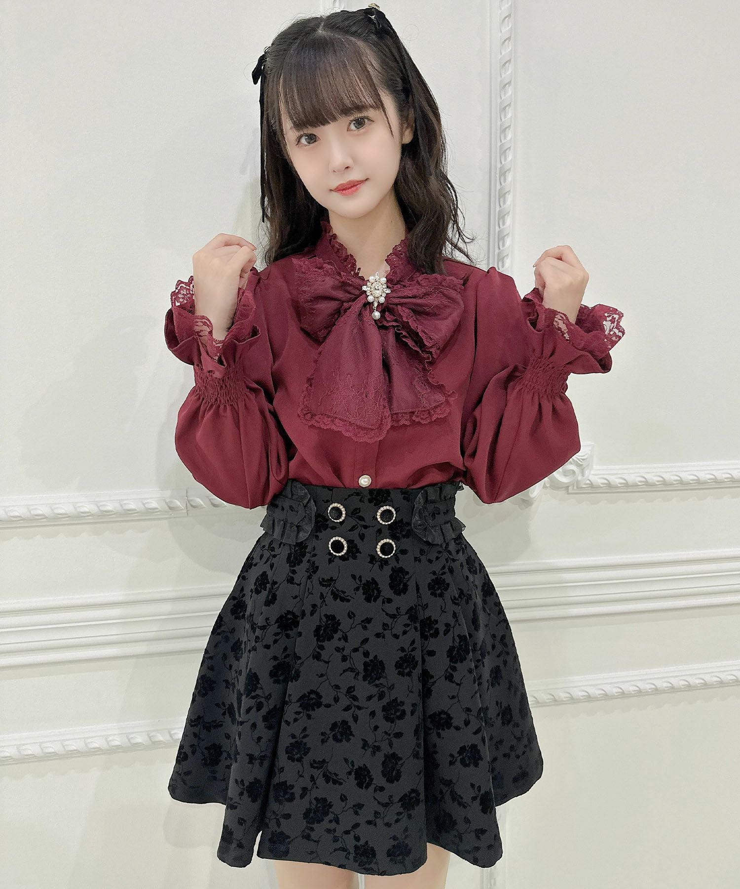 花柄フロッキーフレアスカート | Rlab store