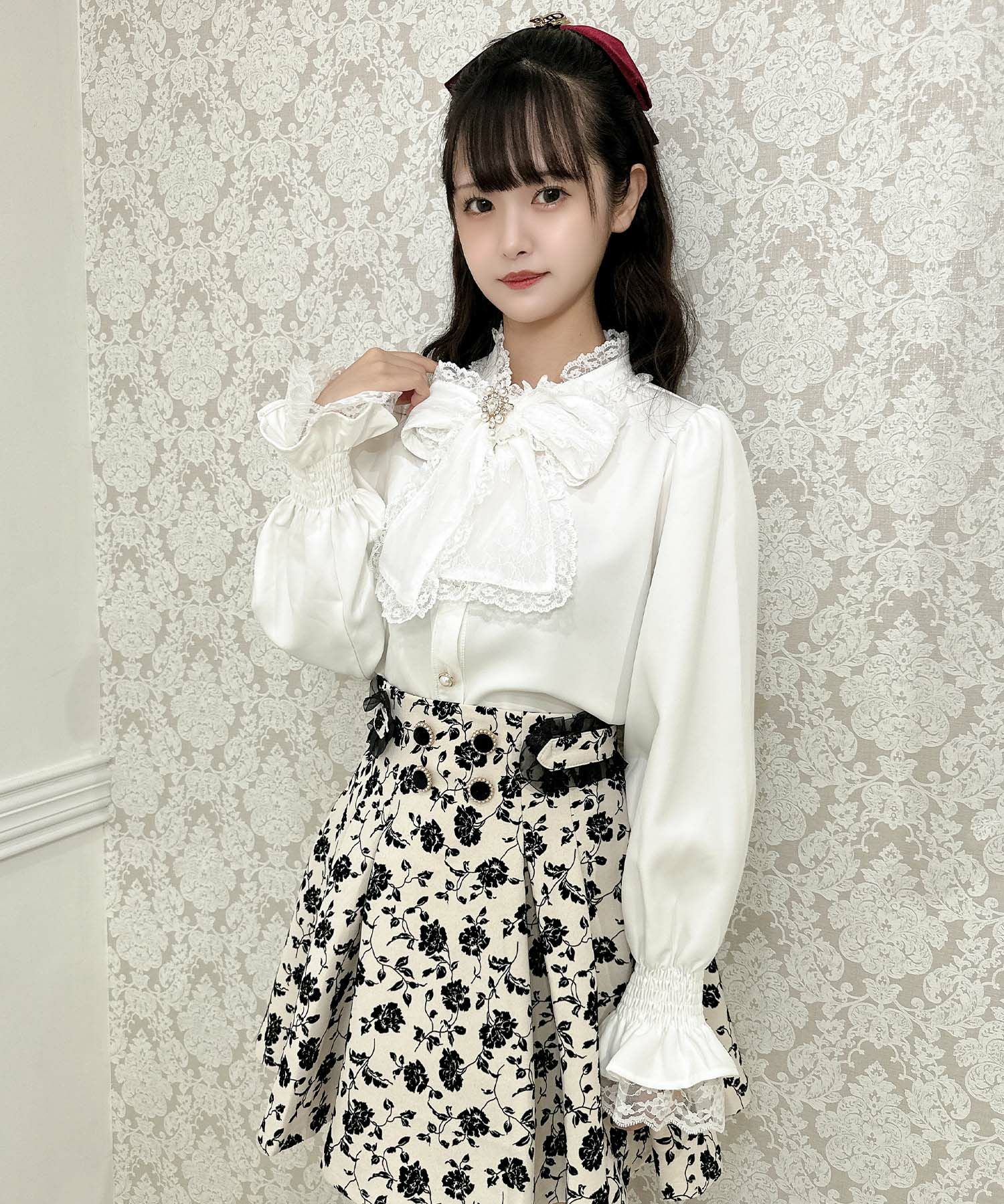 花柄フロッキーフレアスカート | Rlab store