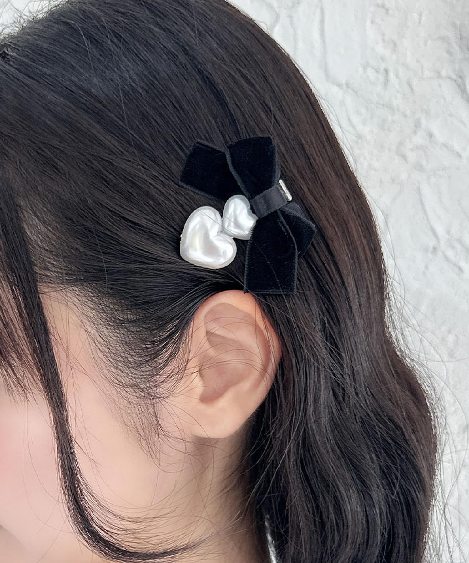 ベロアリボン×パールハートクリップSET | Rlab store