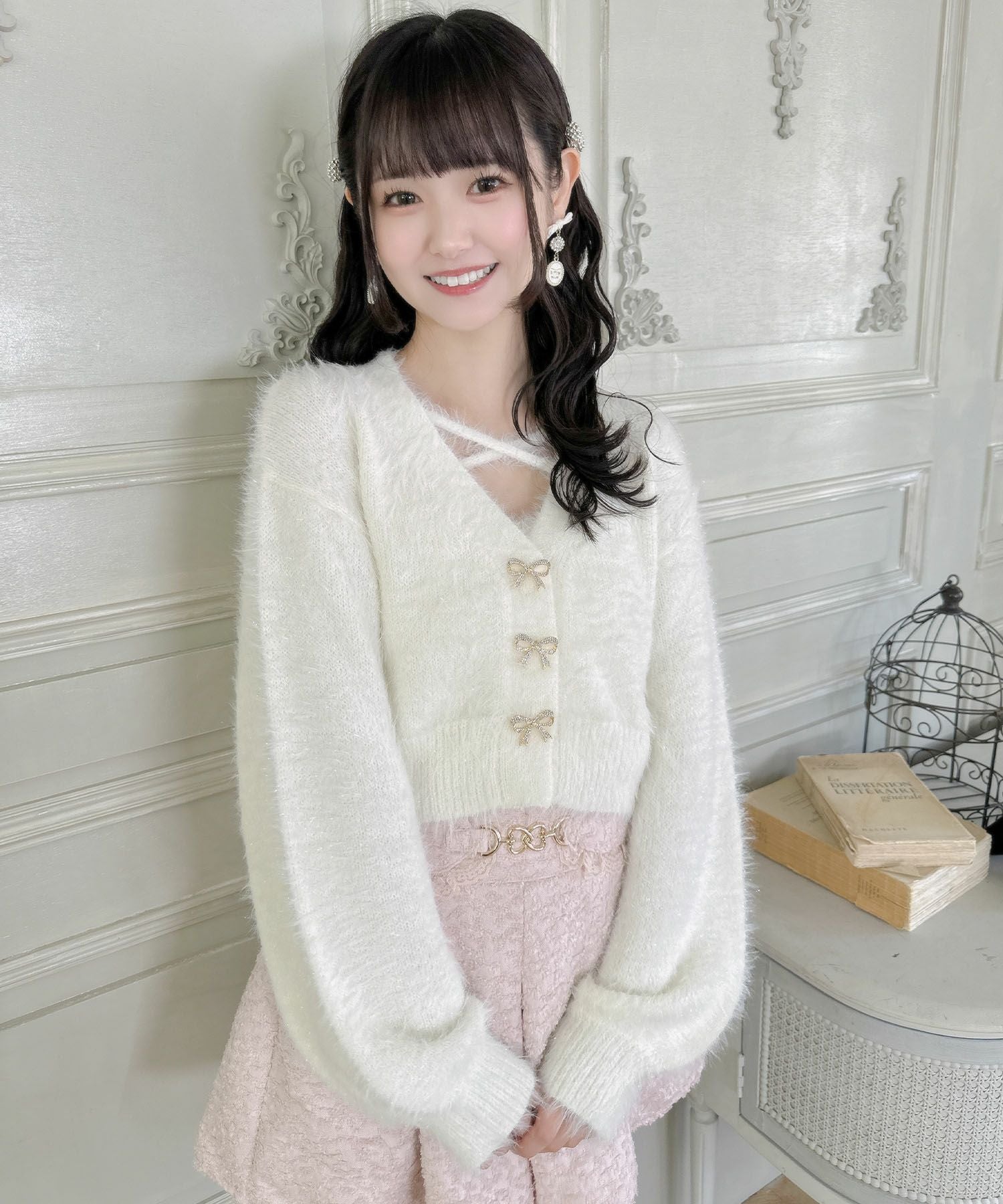 【ふわふわさま コンキャミ、ボディキャミ】 リボン釦キャミ付きシャギーミニCD | Rlab store