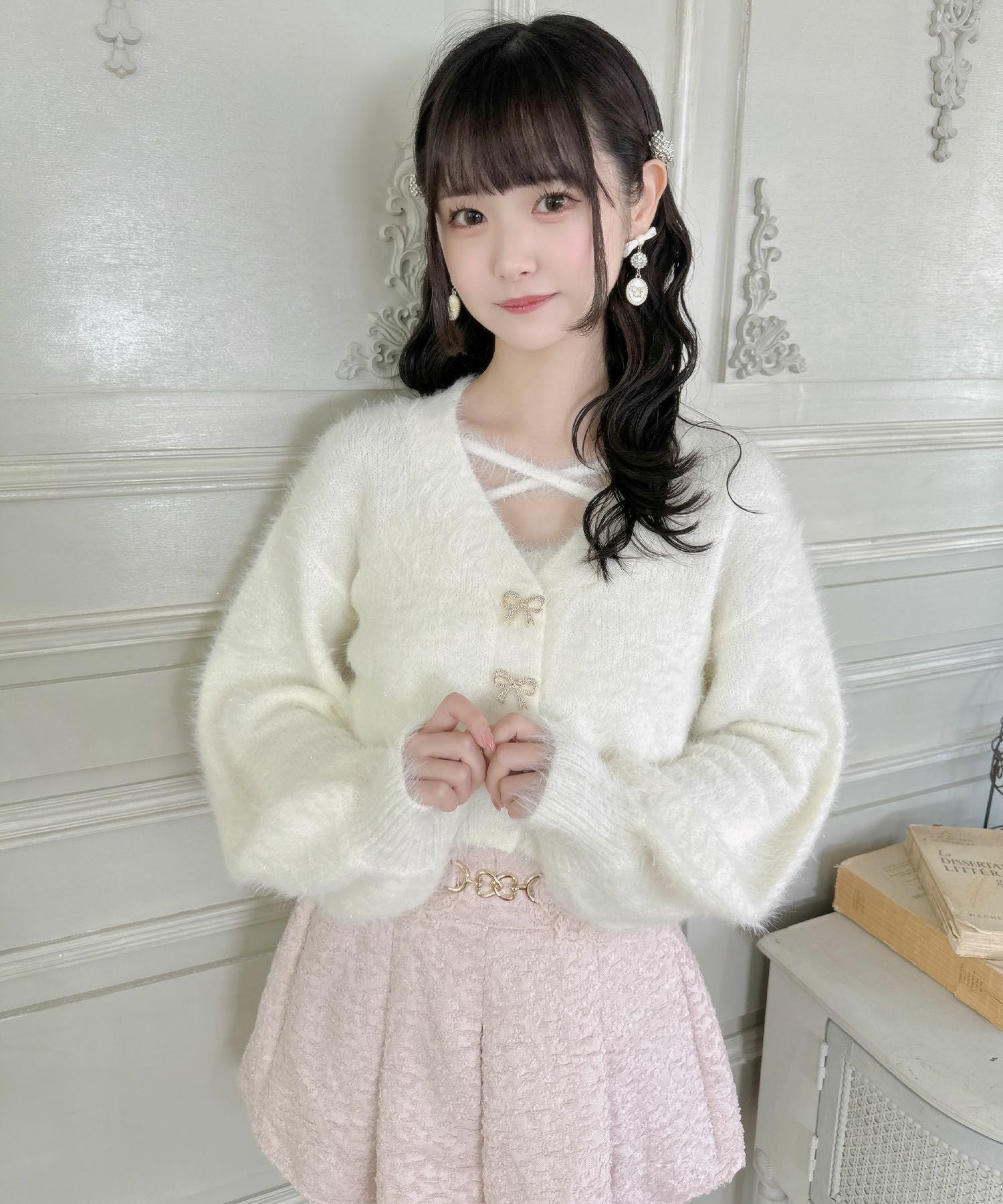 リボン釦キャミ付きシャギーミニCD | Rlab store