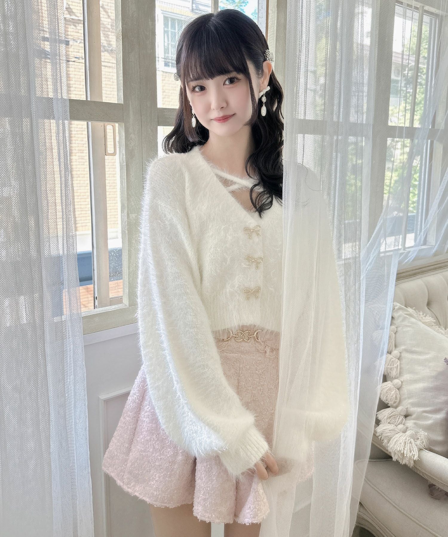 リボン釦キャミ付きシャギーミニCD | Rlab store