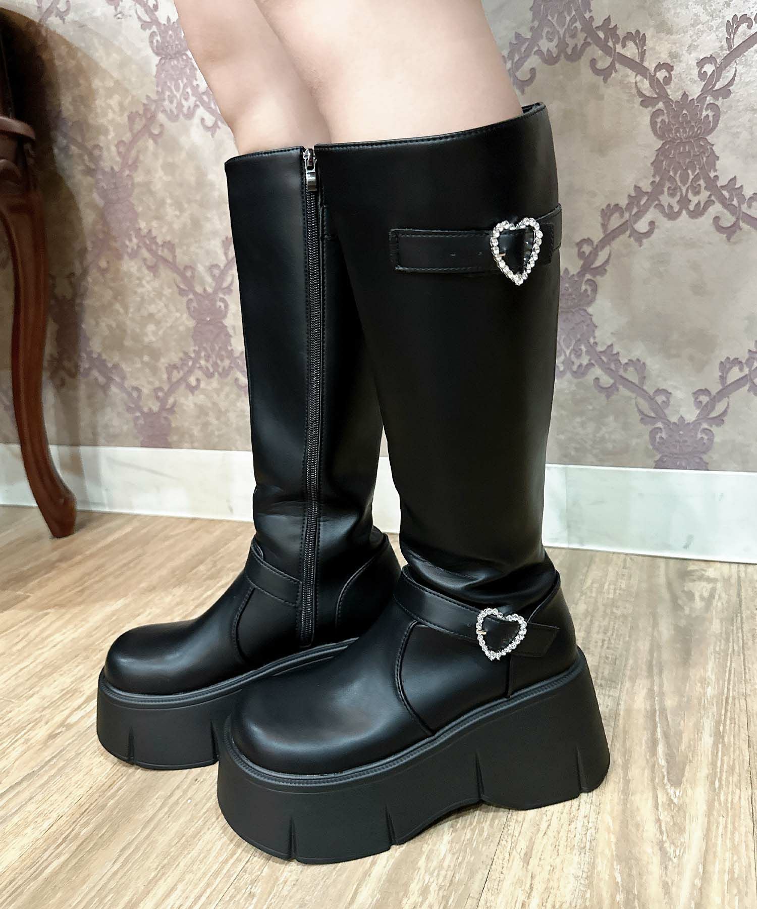 ビジューバックル厚底ロングブーツ | Rlab store