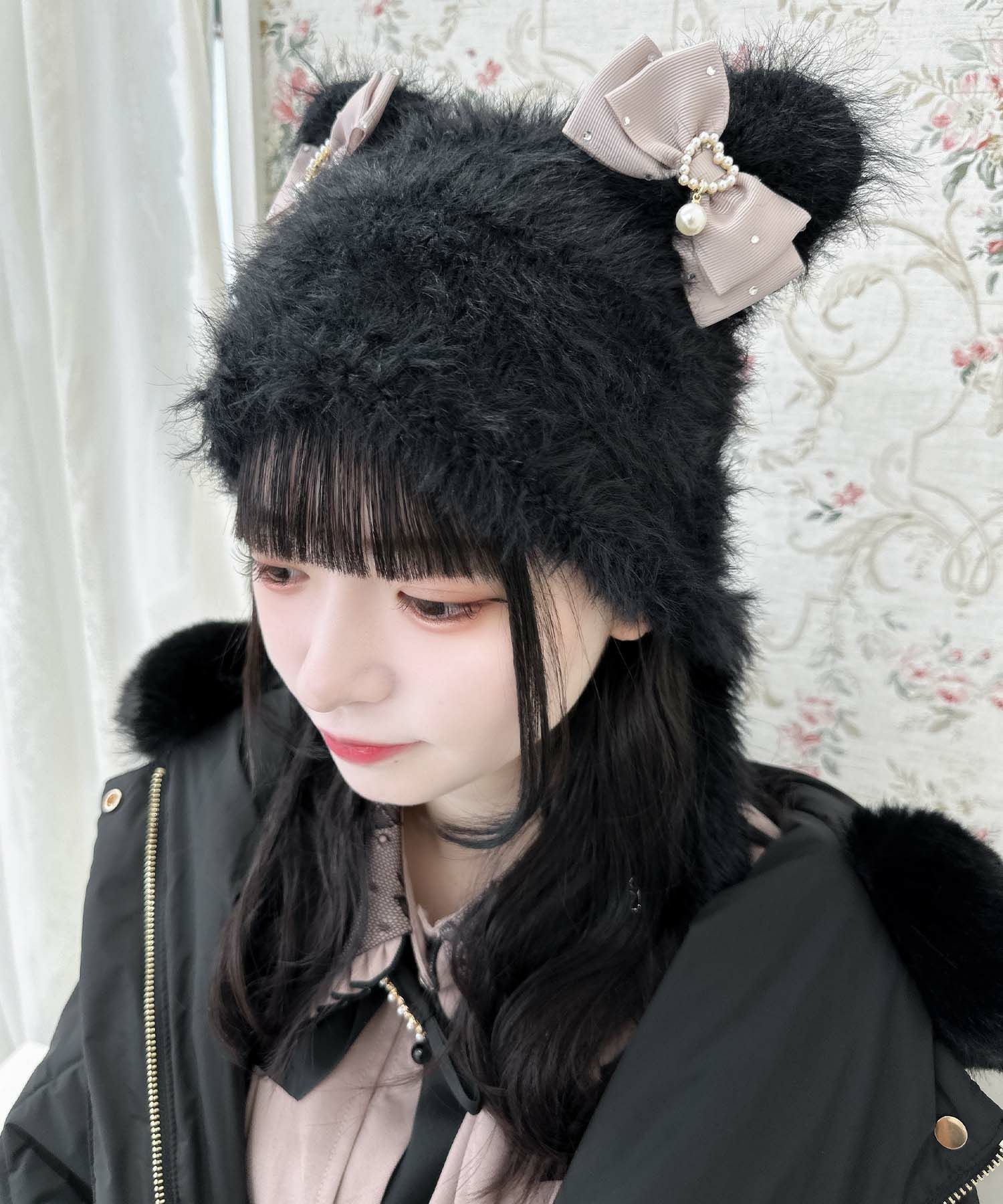 ビジュリボン付猫耳ニット帽 | Rlab store