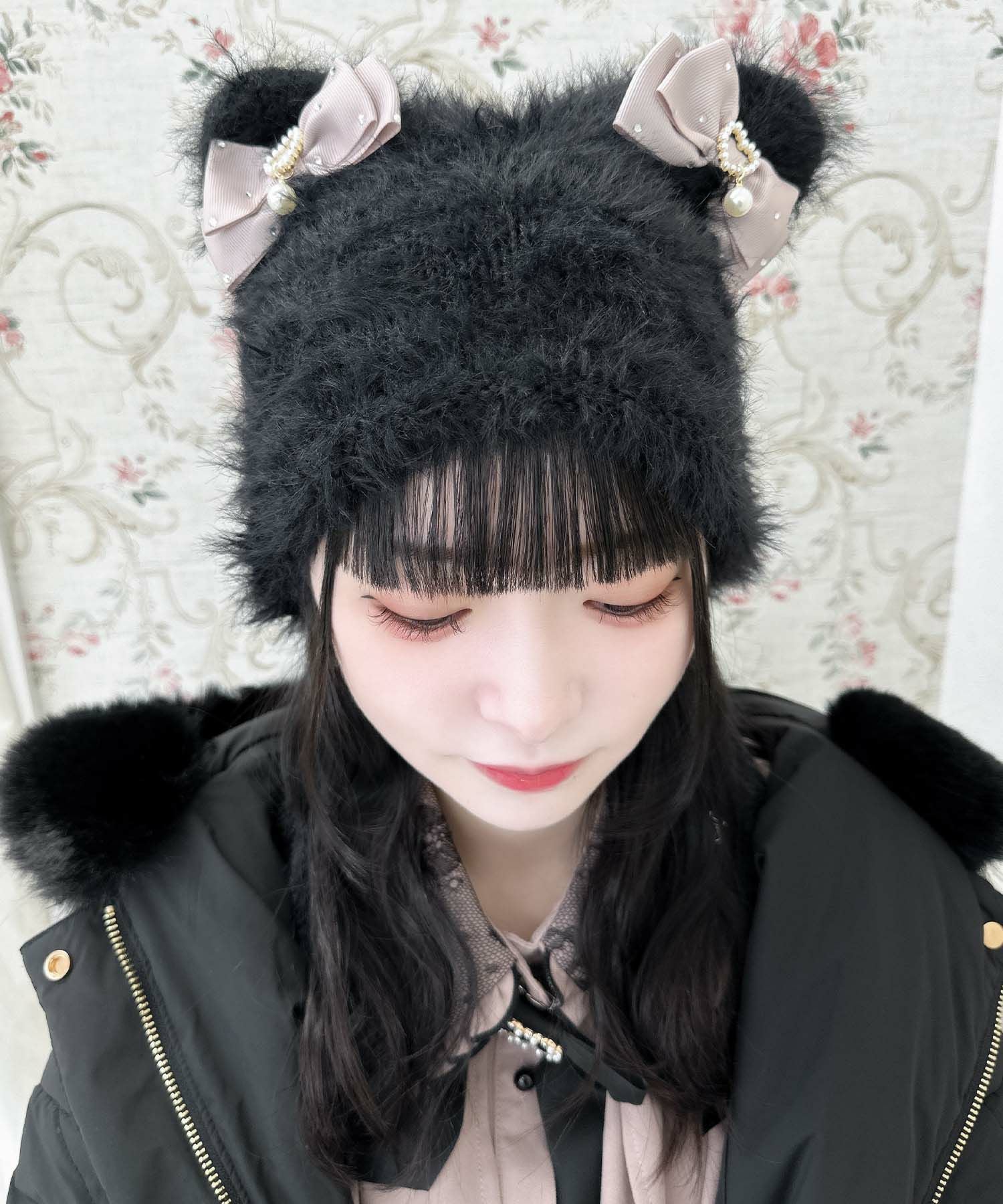 ビジュリボン付猫耳ニット帽 | Rlab store