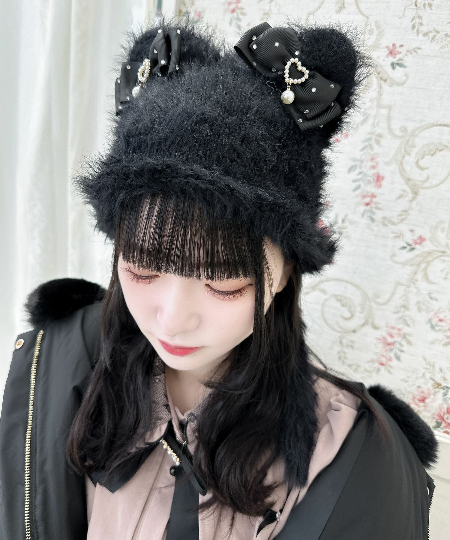 CA4LA黒の猫耳リボンニット帽 楽天市場】【5/9 19時迄 クーポンで 25%OFF】帽子 レディース 猫耳