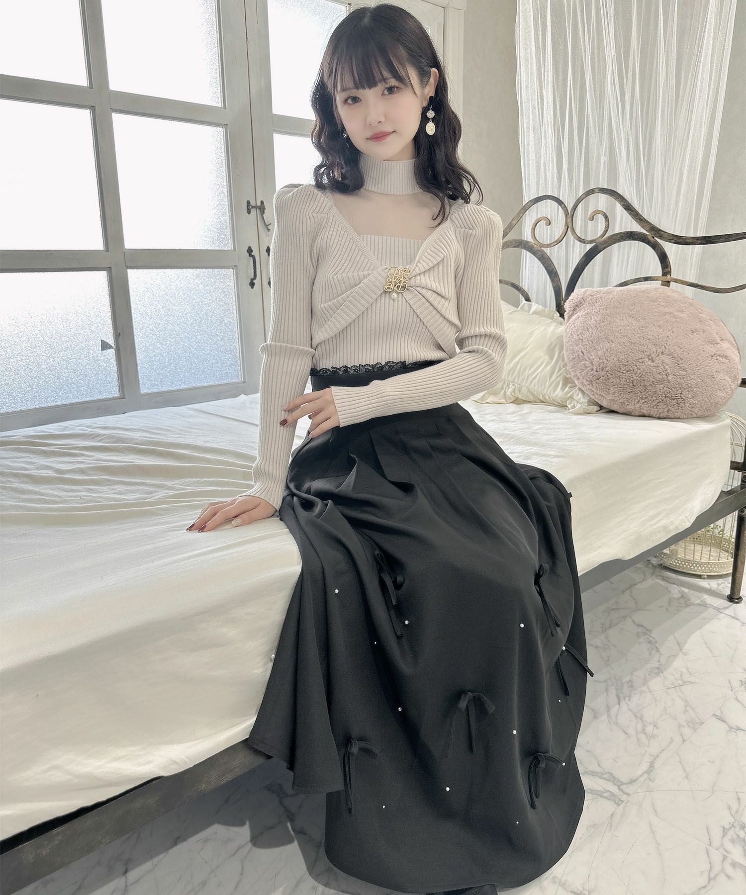 ランダムリボンロングフレアスカート | Rlab store