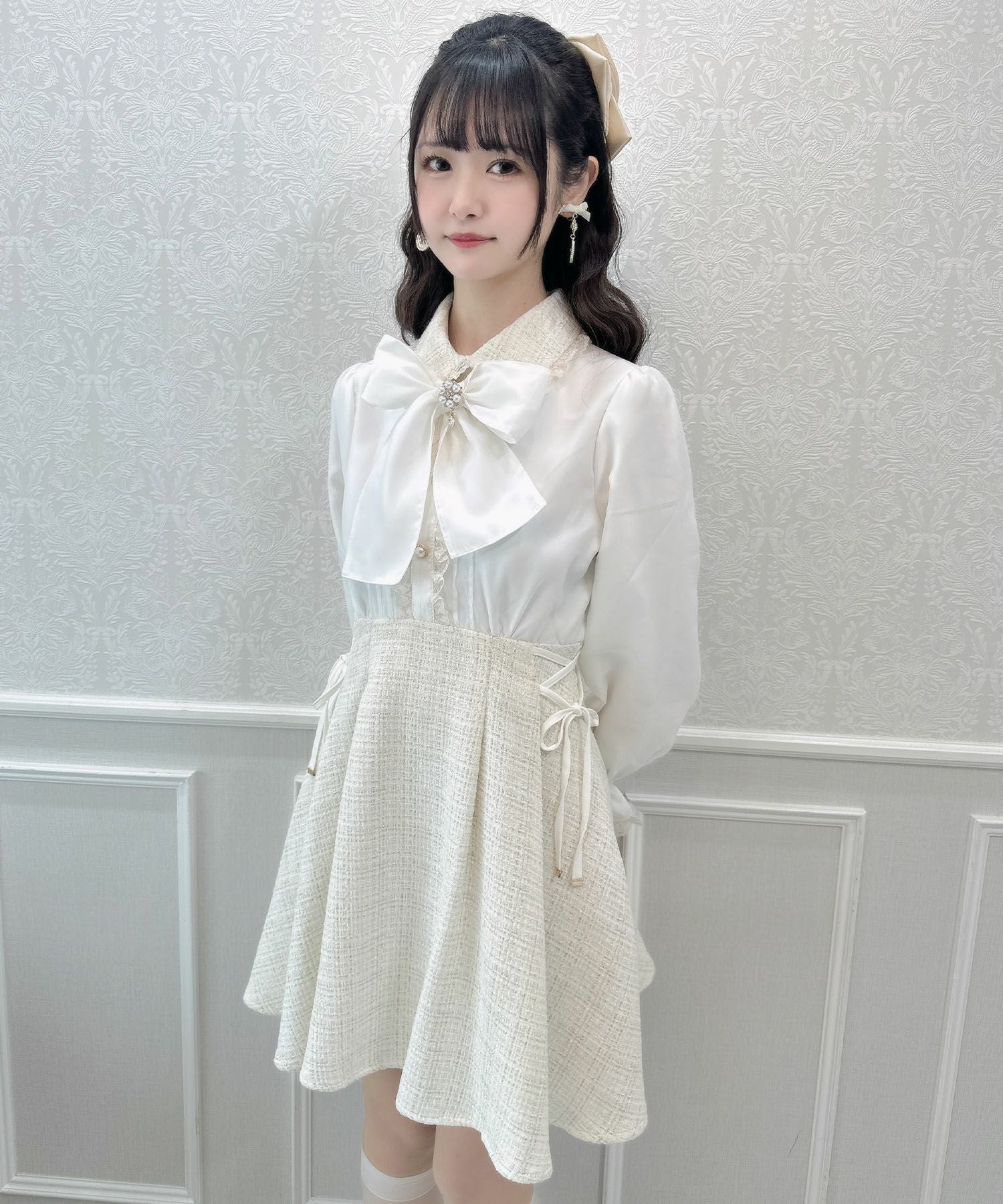 ボウタイリボンツイードドッキングワンピース | Rlab store