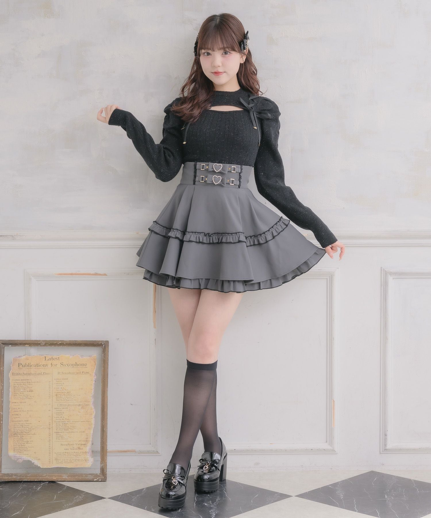 ぽん様　リクエスト　ライトグレーXS ベルトリボンデザインスカート | Rlab store