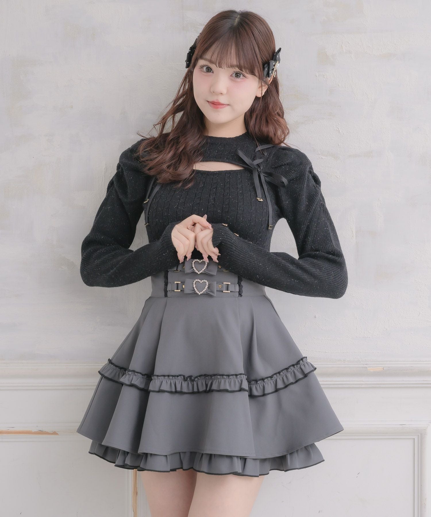 ☆美品　コムデギャルソン☆前リボン結びデザインスカート コムコム コムデギャルソンCOMME des GARCONSウールリボン装飾チュール