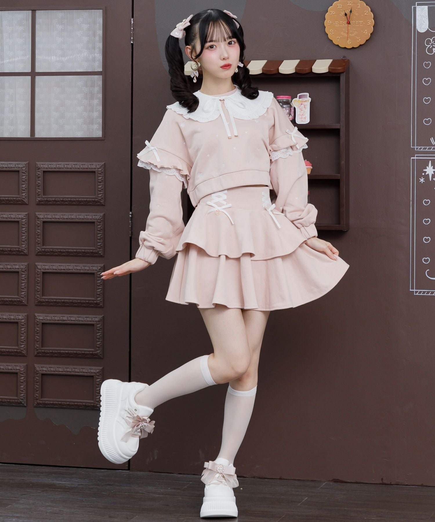 裏毛ティアードレースアップスカート | Rlab store