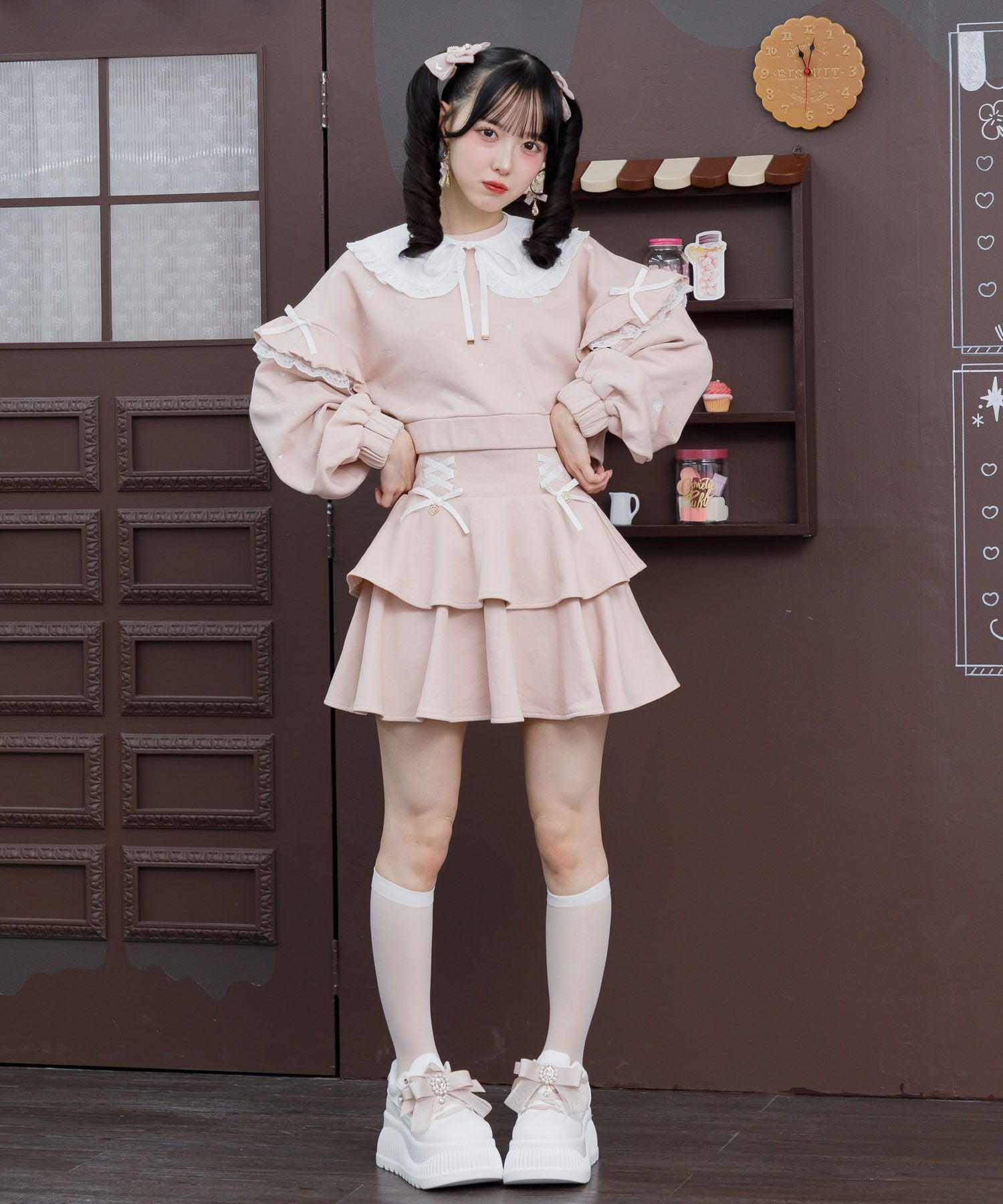 裏毛ティアードレースアップスカート | Rlab store
