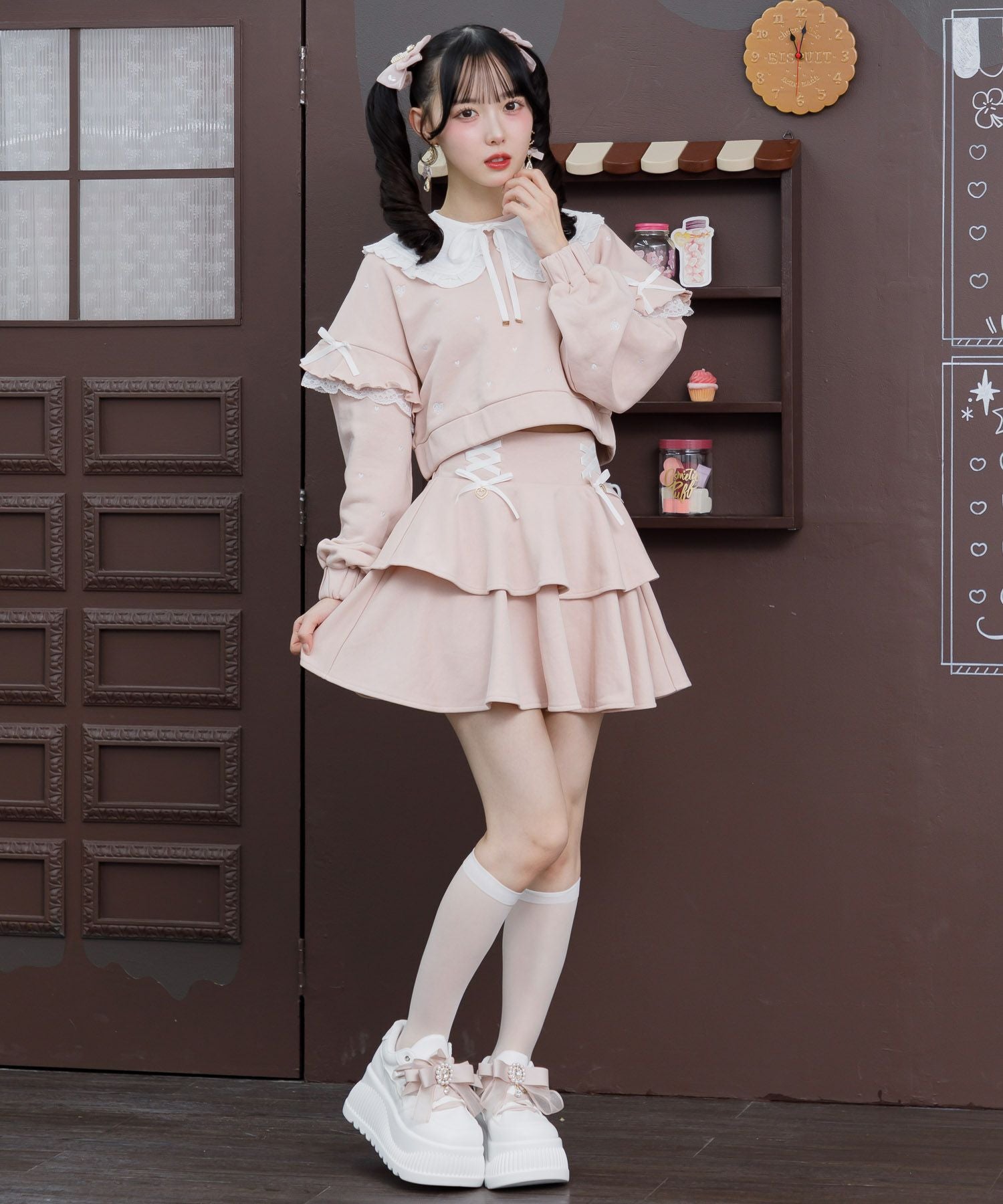 裏毛ティアードレースアップスカート | Rlab store