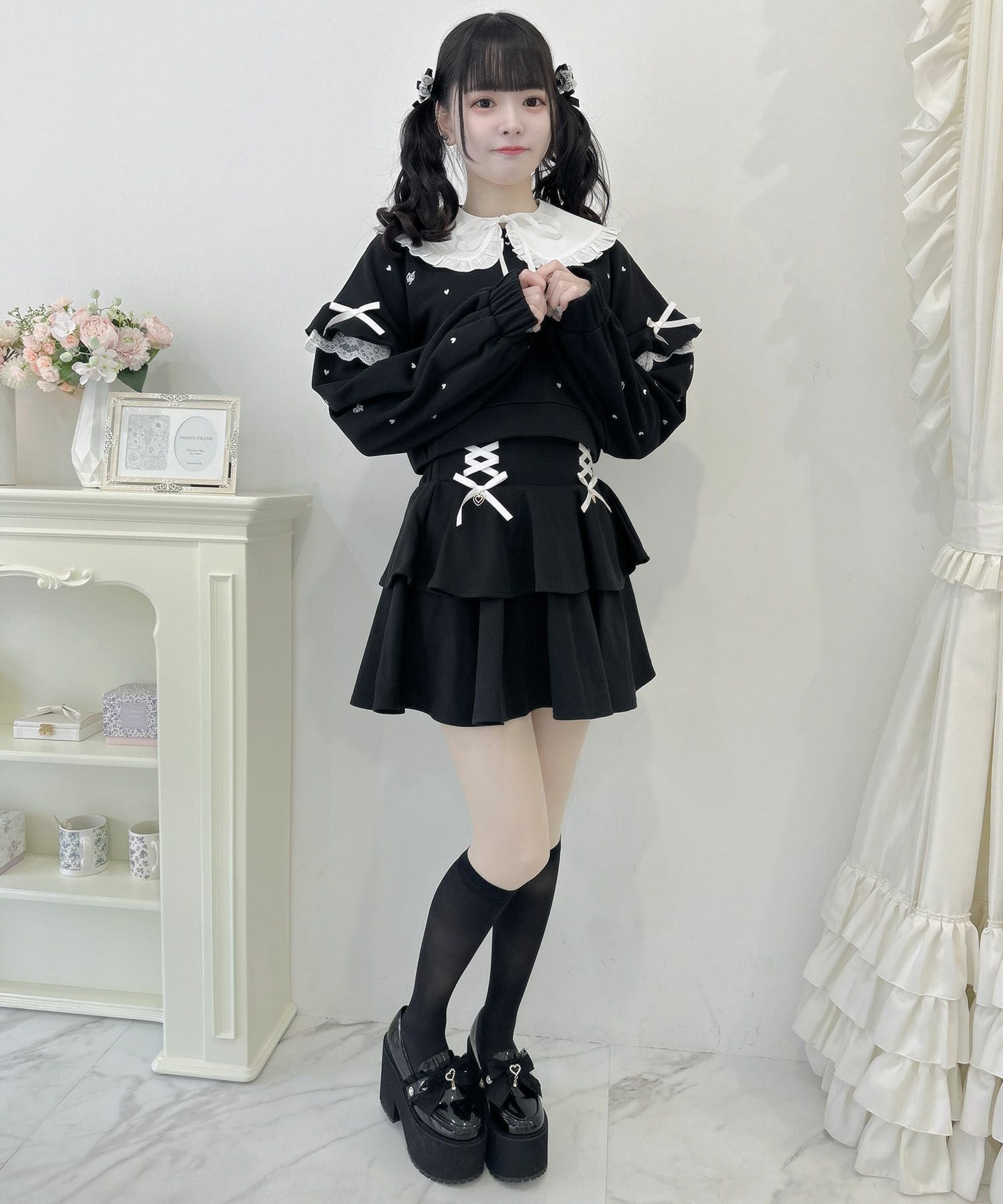 裏毛ティアードレースアップスカート | Rlab store