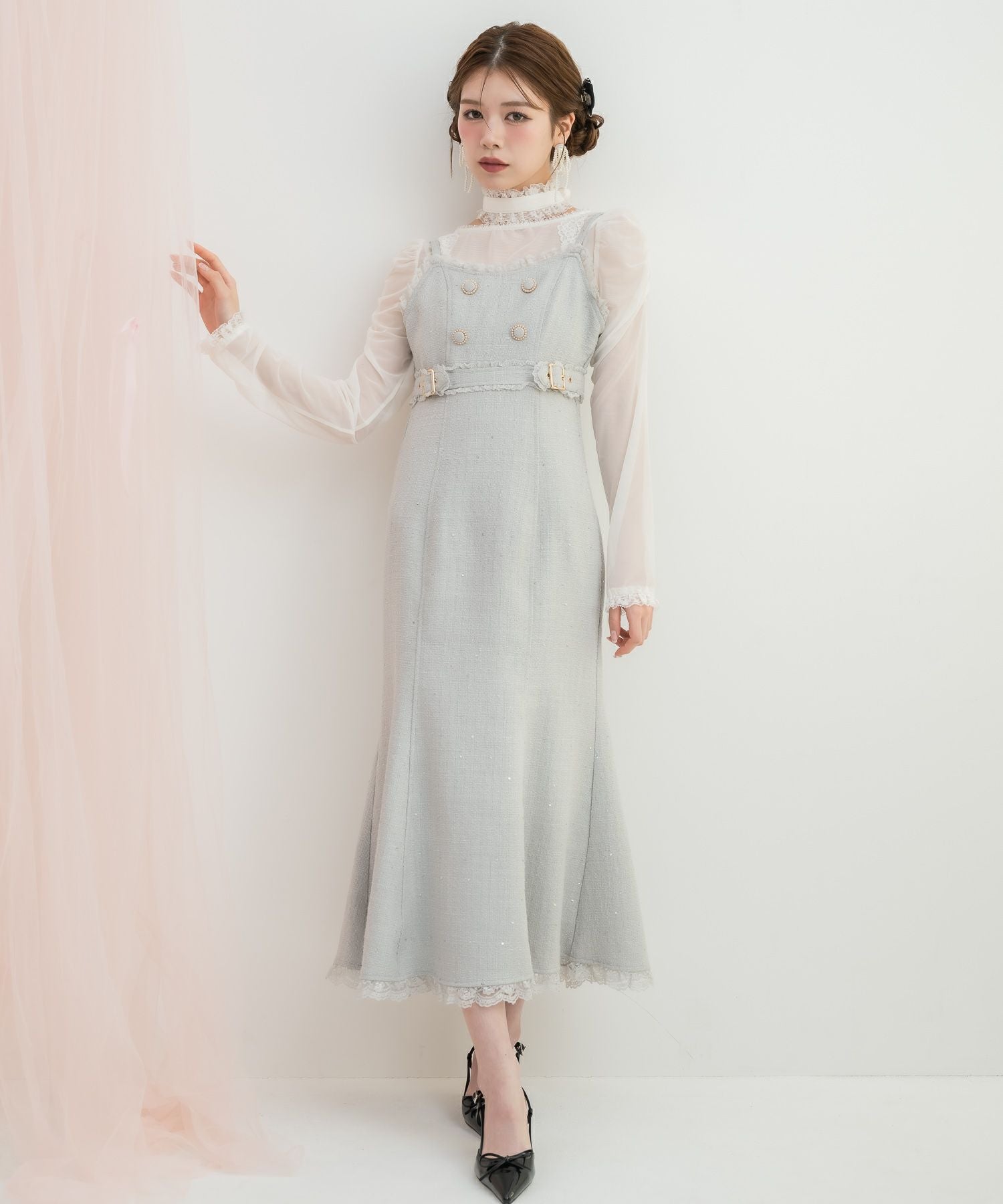 【美品】Couture by ROJITA ツイード調キャミワンピ グレー ツイードマーメイドキャミワンピース | Rlab store