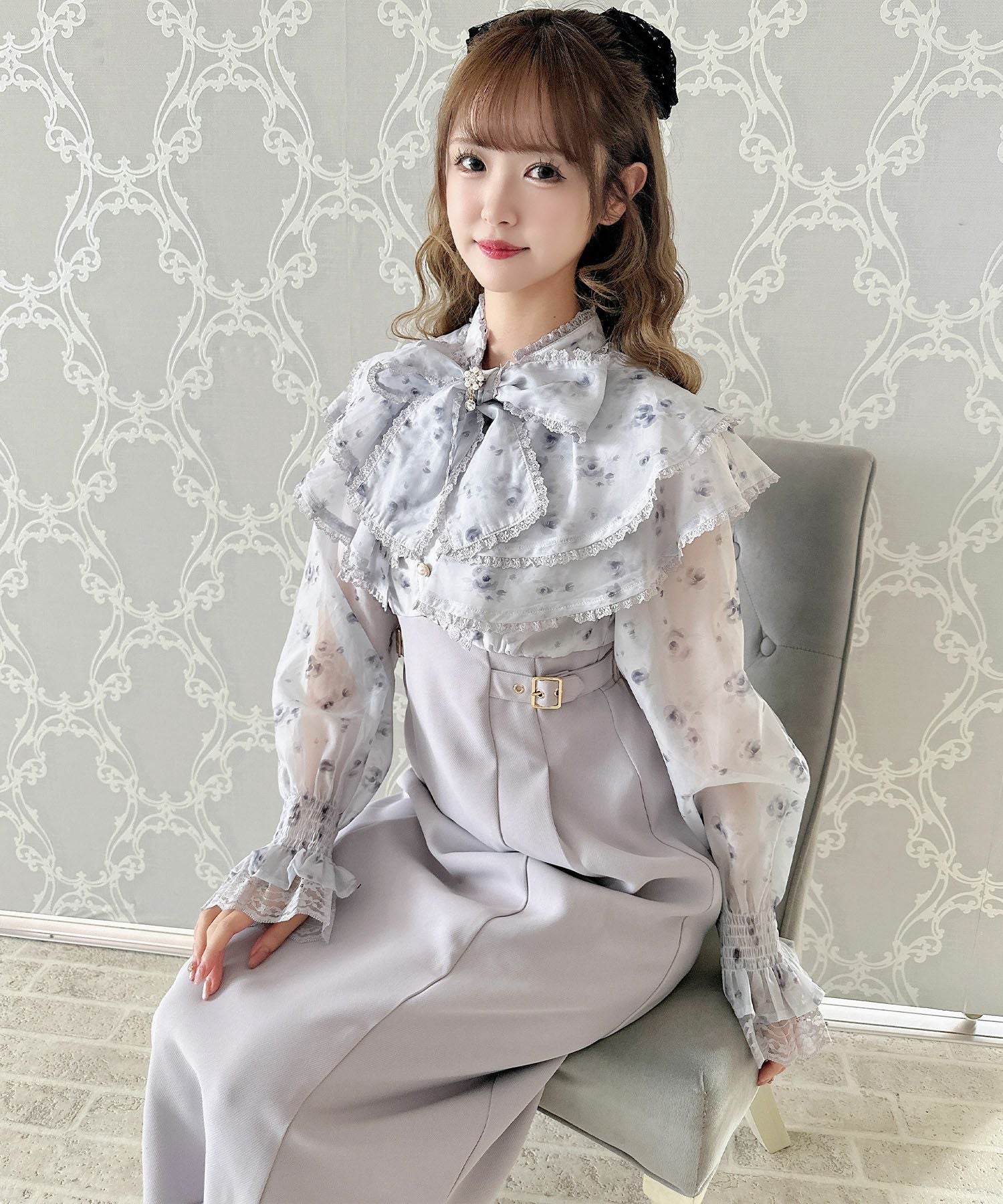 Drawer花柄プリント長袖ロングワンピース 花柄プリントロングワンピース | Rlab store