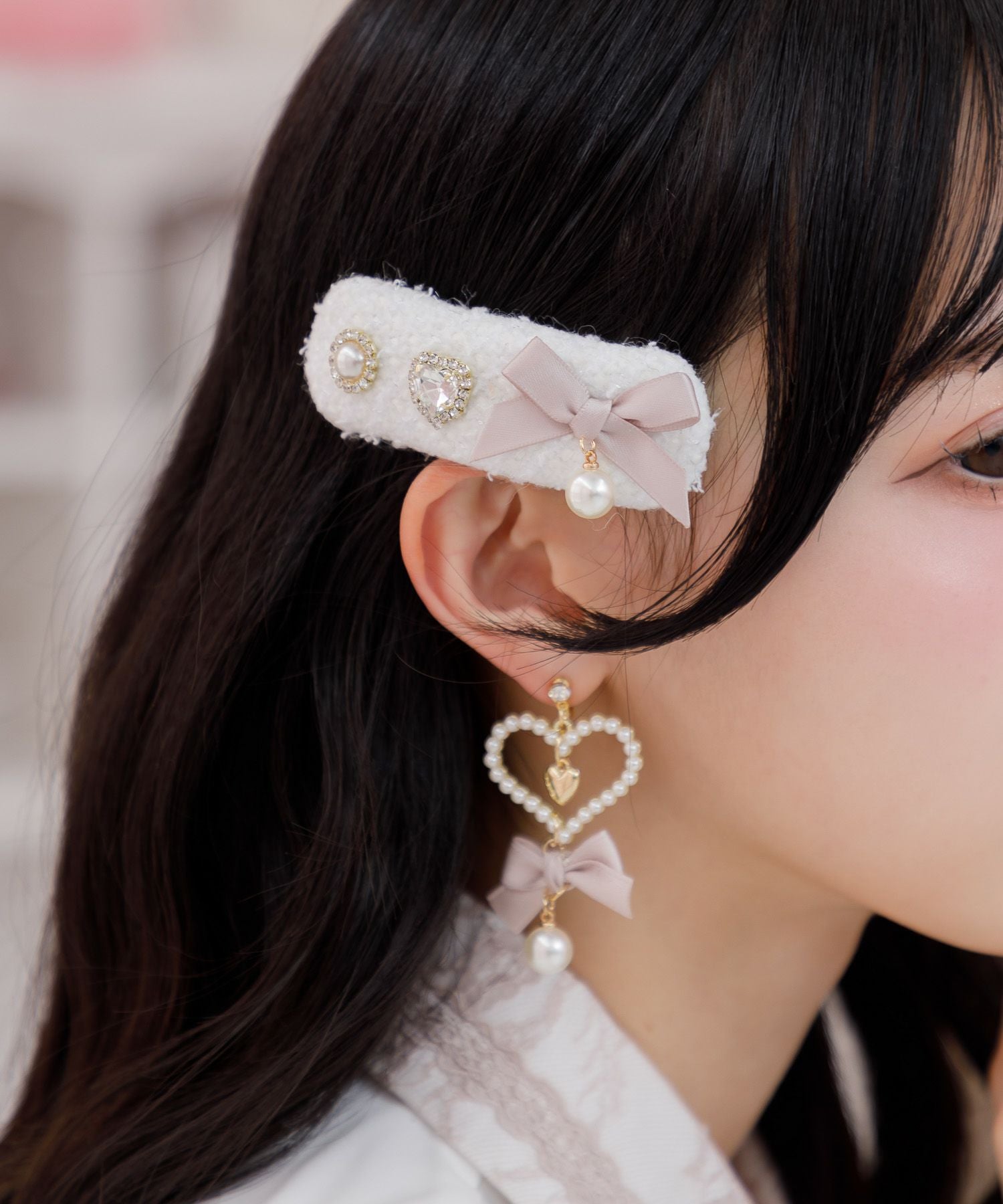 ふわふわツイードリボン付ヘアピン | Rlab store