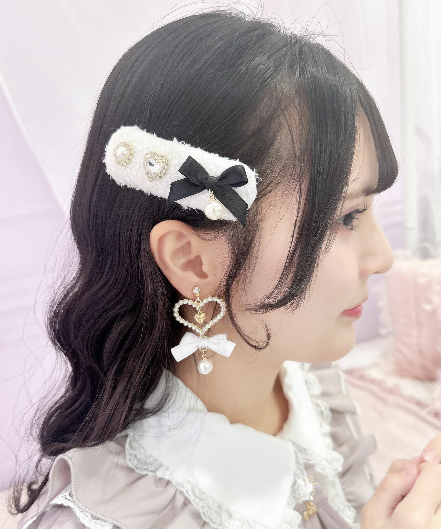 ふわふわツイードリボン付ヘアピン | Rlab store