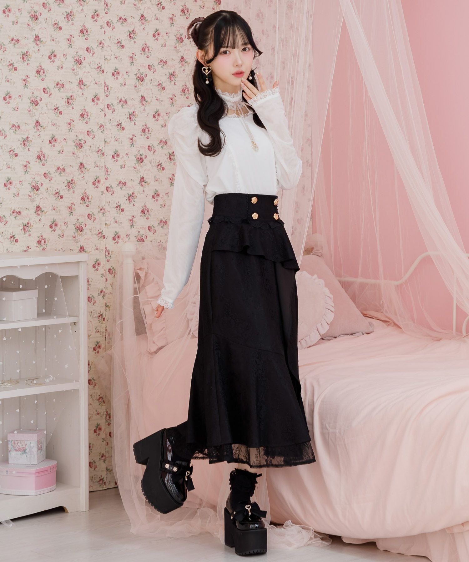 ハートビジューリボン厚底シューズ | Rlab store