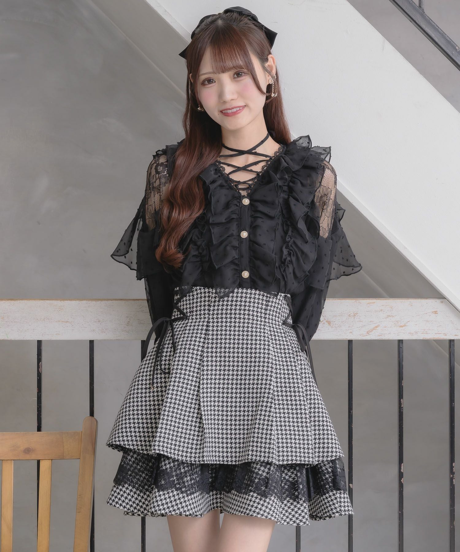 MARS/パール×リボン柄ミニスカート レーシーティアードミニスカート | Rlab store