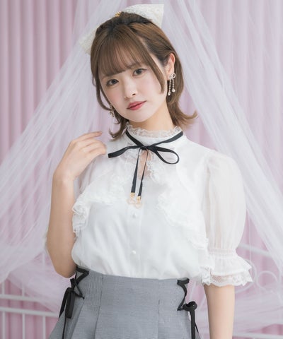 肩フリルフェザーブラウス | Rlab store