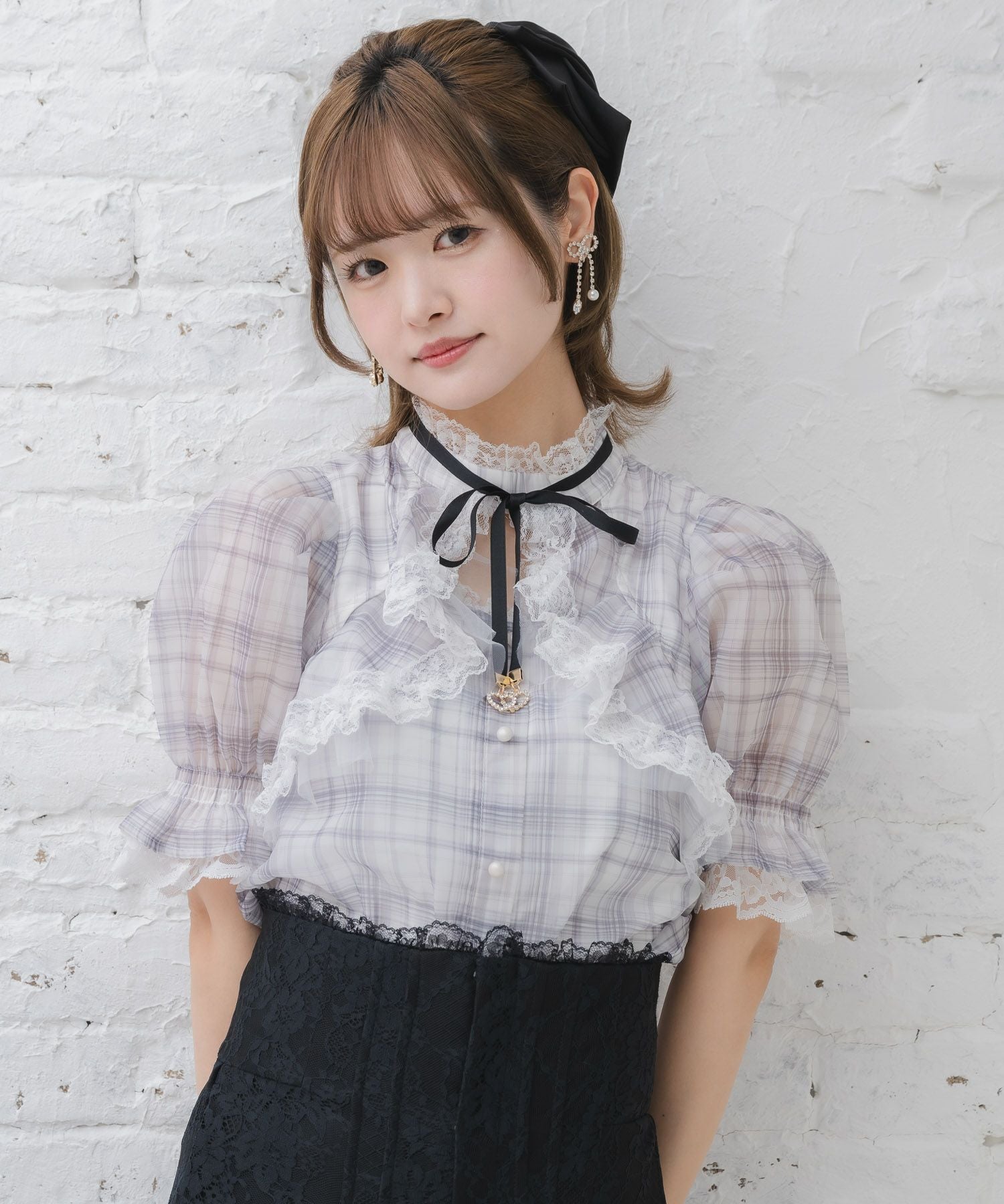 シアーチェックブラウス | Rlab store