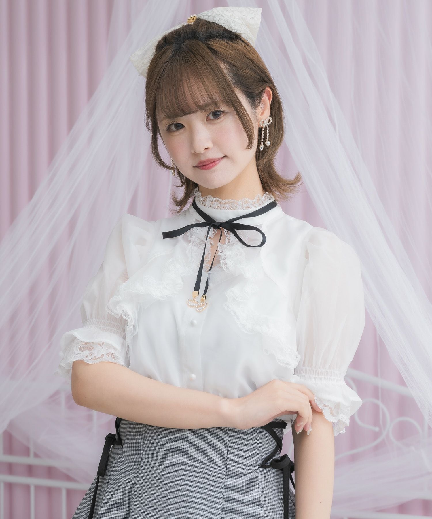 アガウド　AgAwd SheerCheck Blouse シアーチェックブラウス Sheer Check Blouse（シアーチェックブラウス）[2201-770108] - AgAwd