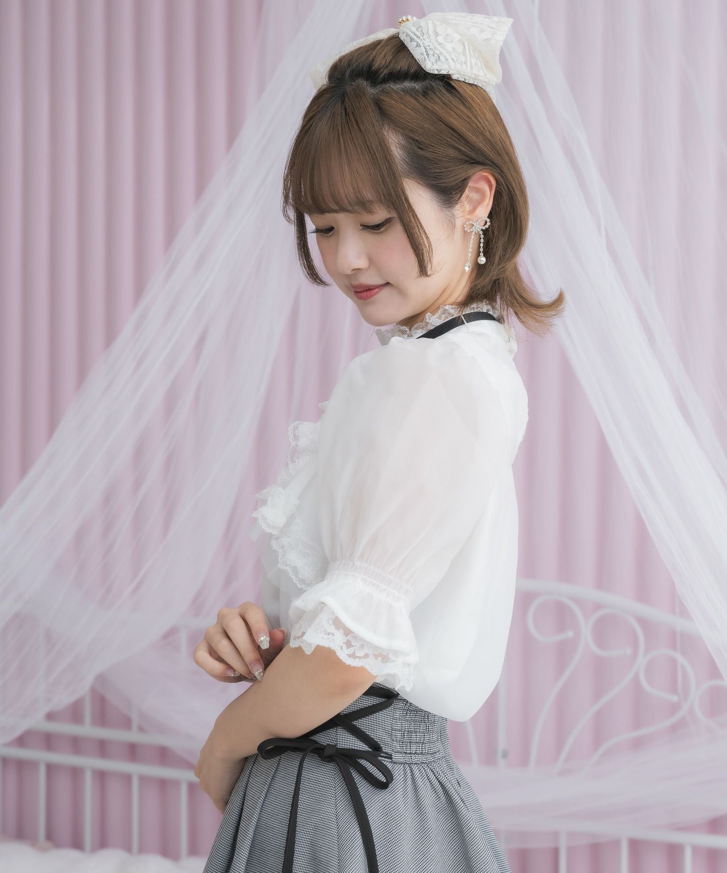 シアーチェックブラウス | Rlab store