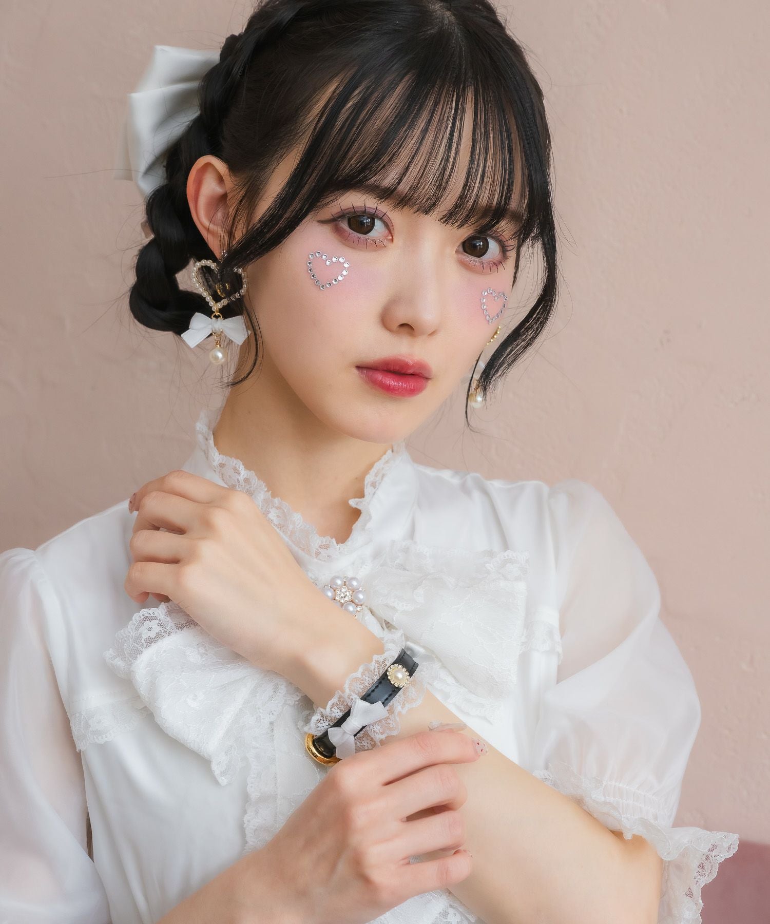 レースリボンハートパールブレスレット | Rlab store