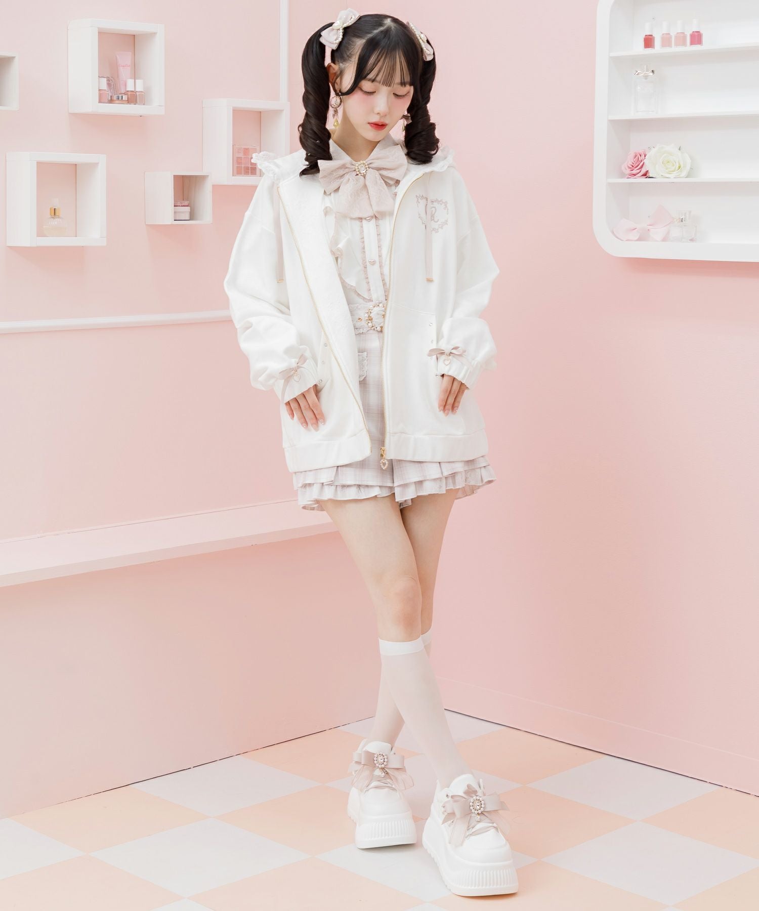 リボンブローチプラットフォームスニーカー | Rlab store