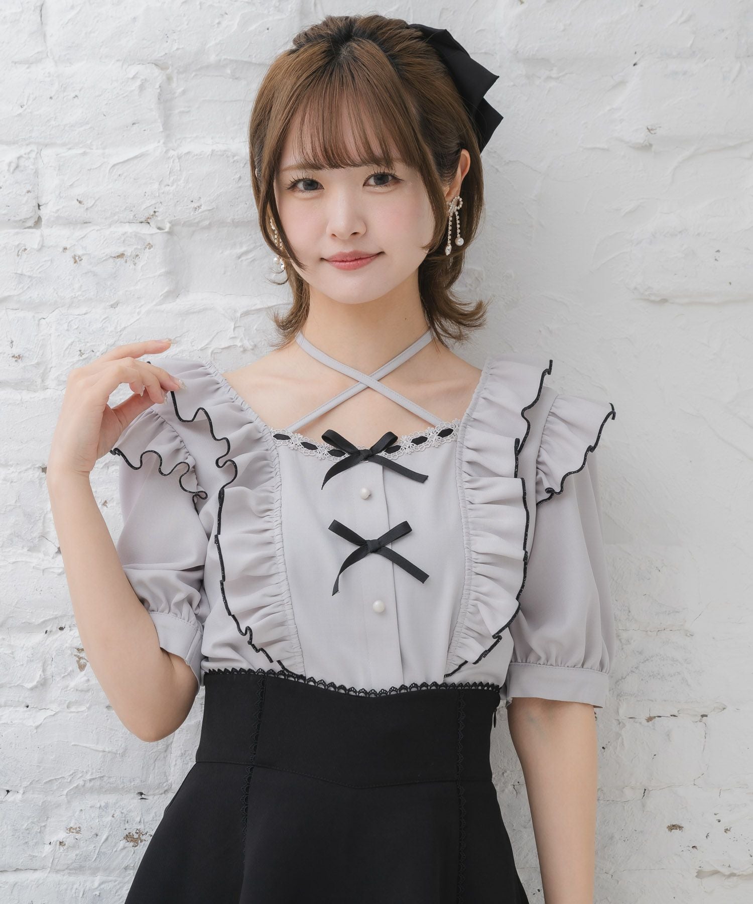 ダブルリボンバイカラーブラウス | Rlab store