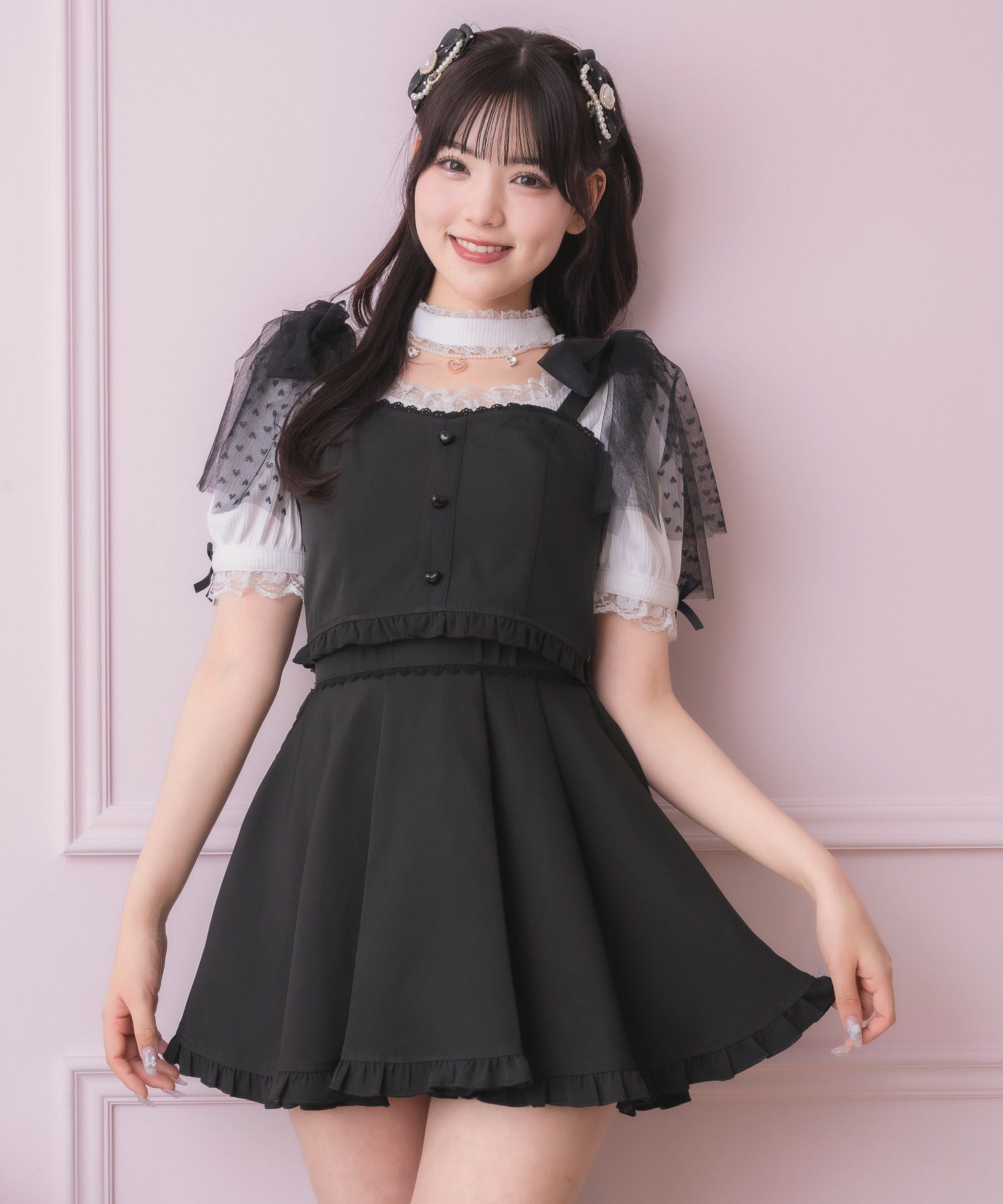 チュールリボンビスチェ×デコルテ開きトップスセット | Rlab store