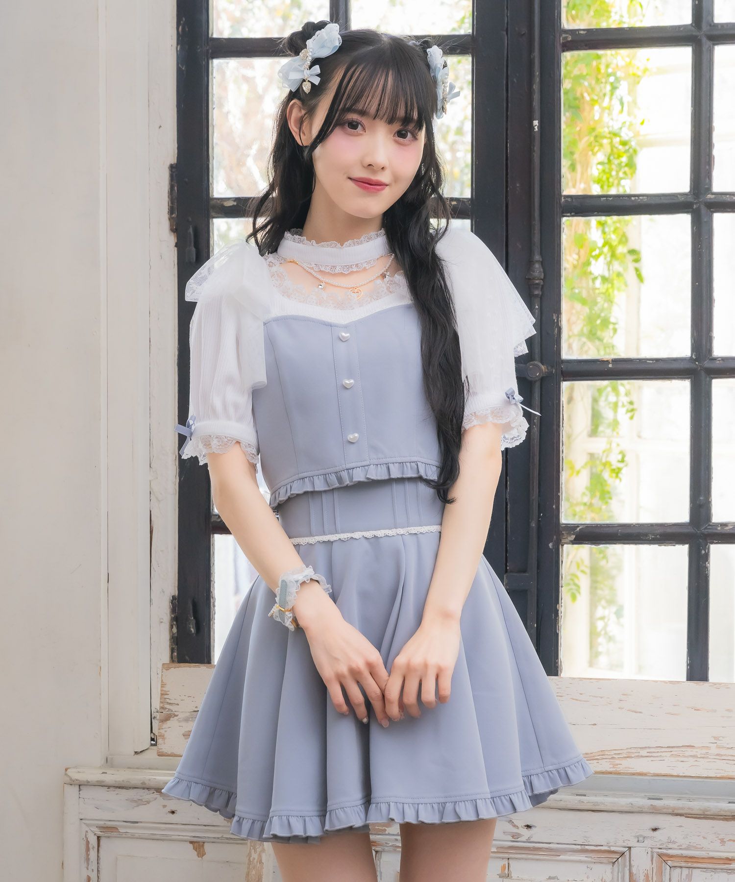 チュールリボンビスチェ×デコルテ開きトップスセット | Rlab store