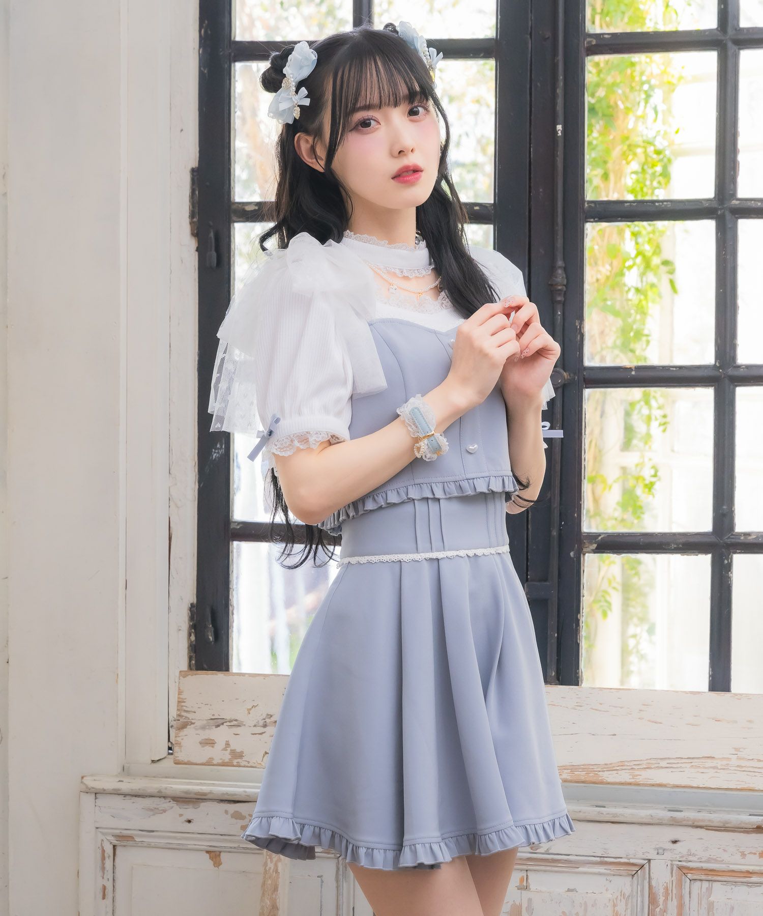 チュールリボンビスチェ×デコルテ開きトップスセット | Rlab store