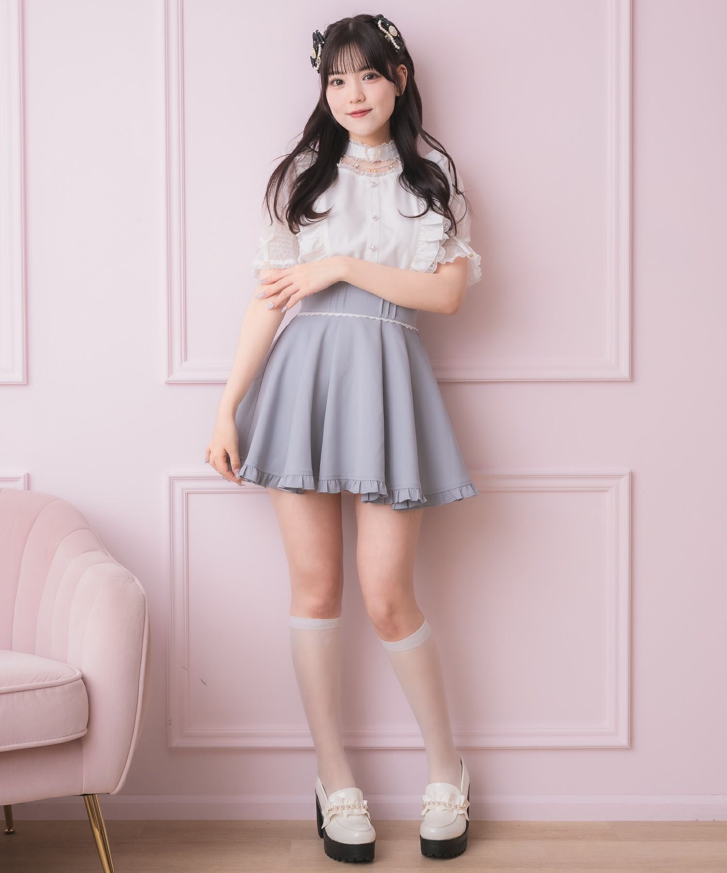 値下げ！yori ヨリ ジャガード ダブルフレア tee トップス フリル Tops / yori – yori shirocon