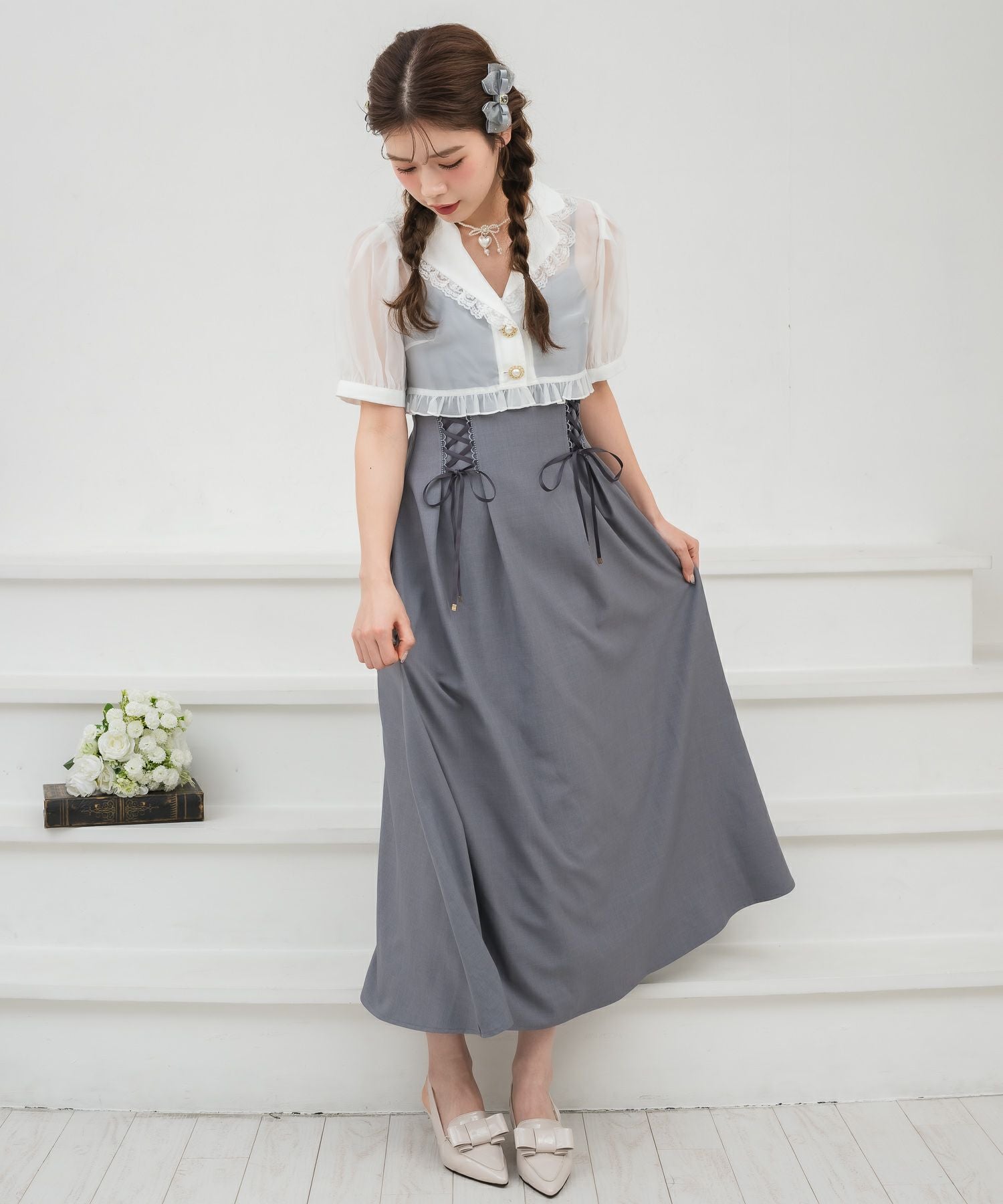 ラメフェザードッキングシアーワンピース | Rlab store