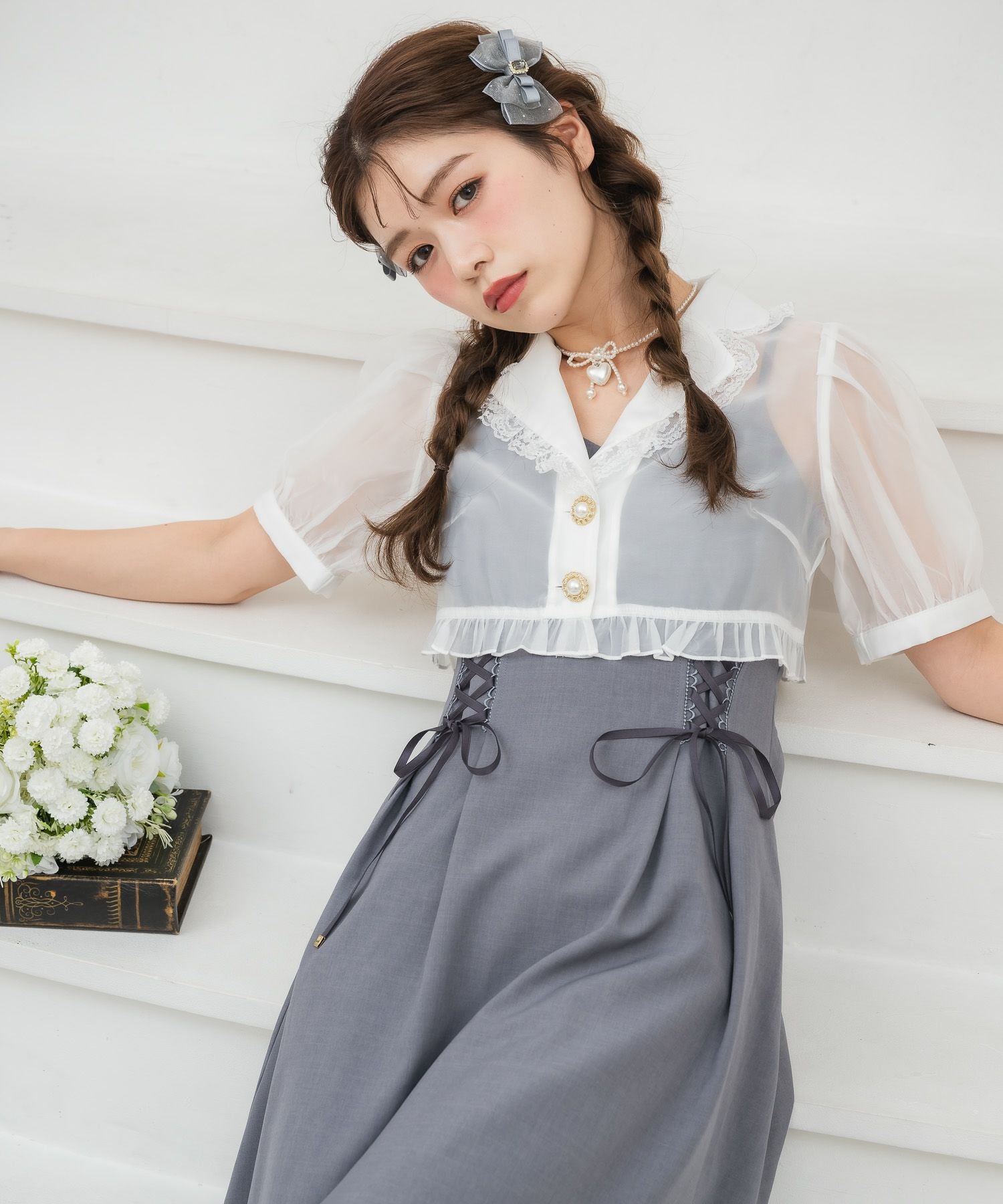 テーラードシアーブラウス×キャミワンピースセット | Rlab store